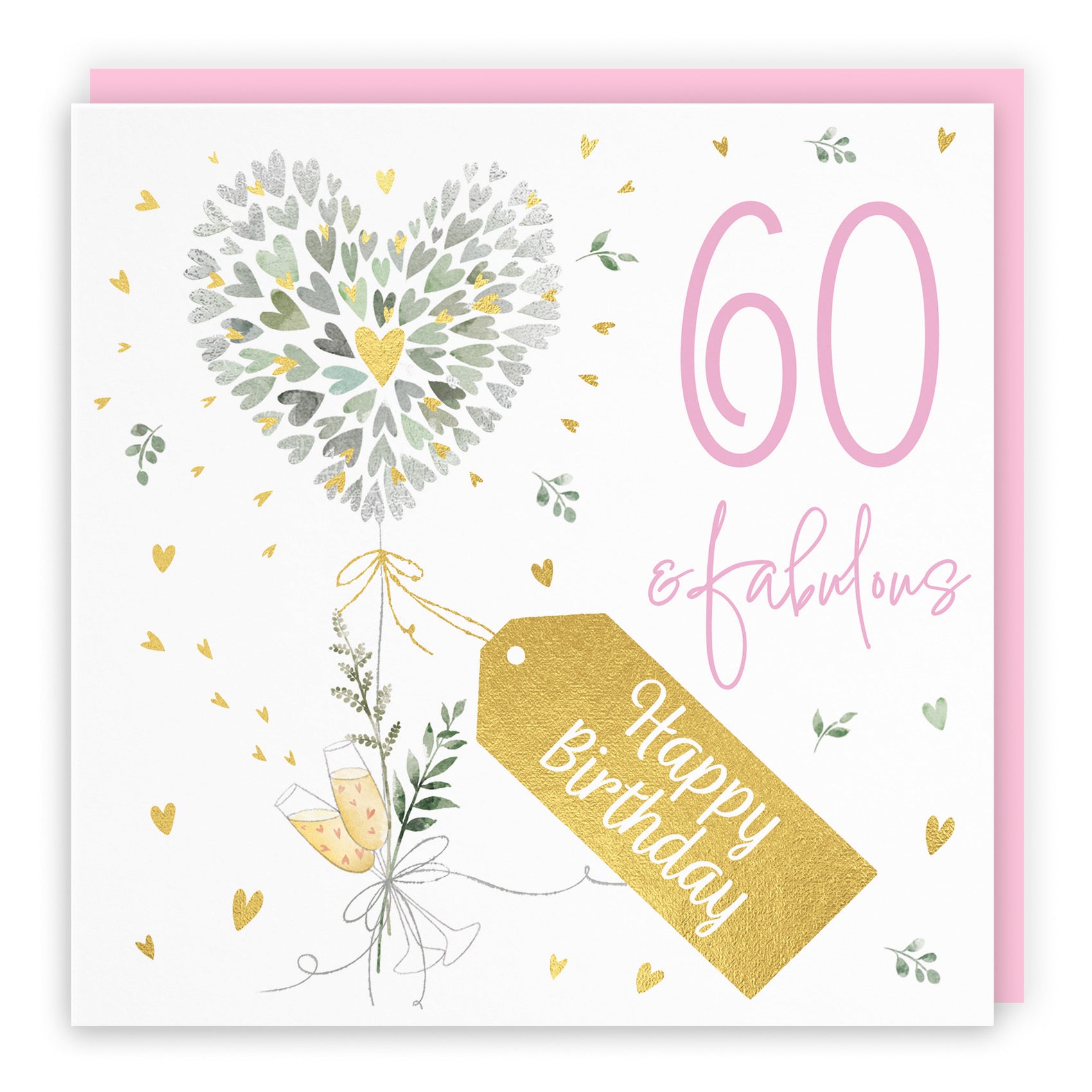 Contemporary Hearts 60th Birthday Card Gold Foil Milo's Gallery - Default Title (B0CY9WXH9Z)