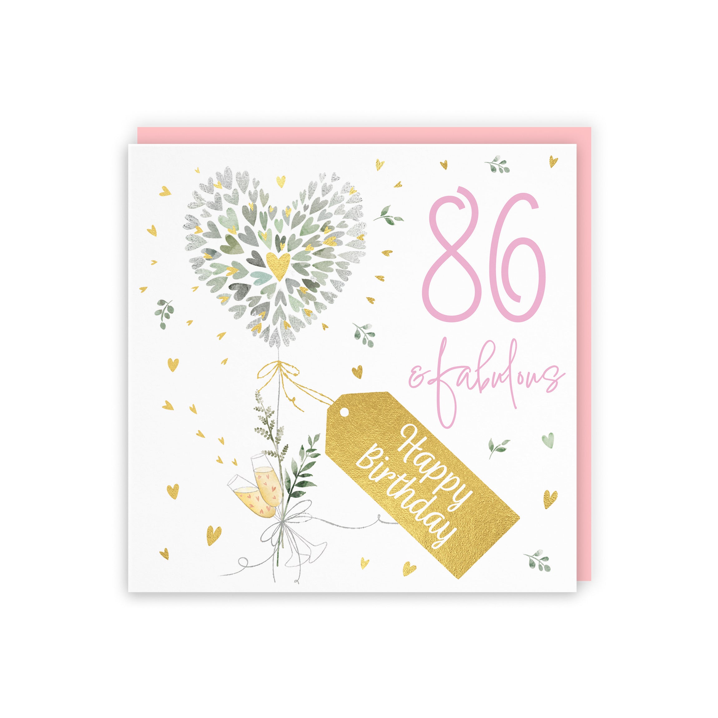 Contemporary Hearts 86th Birthday Card Gold Foil Milo's Gallery - Default Title (B0CY9X16MJ)