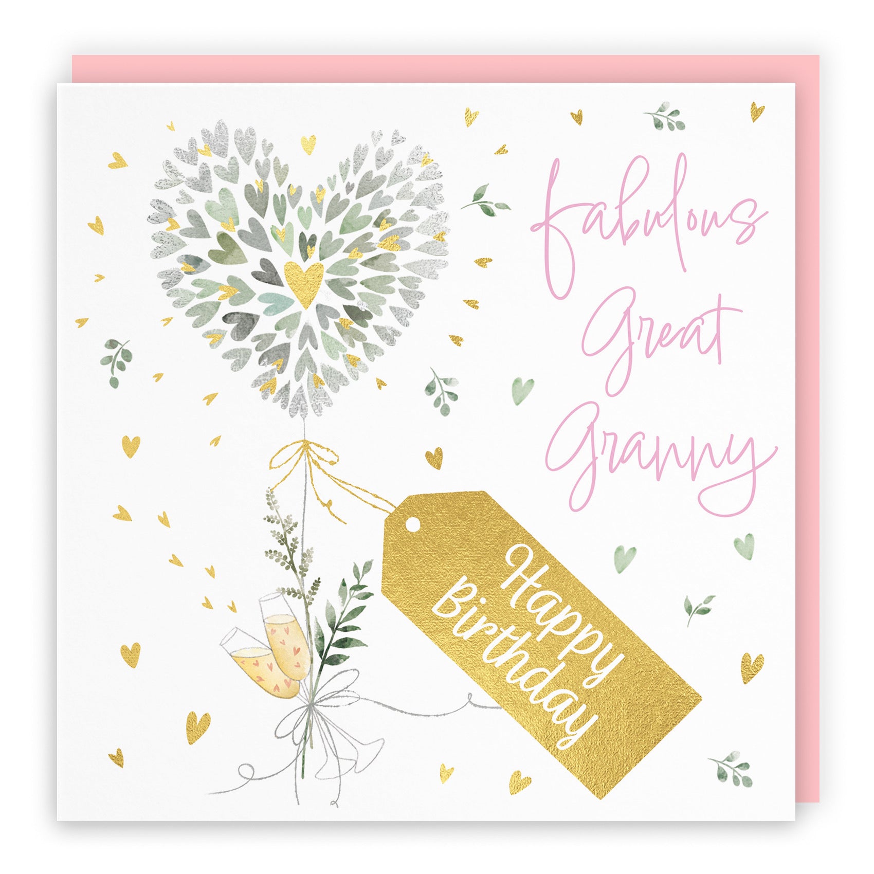 Great Granny Contemporary Hearts Birthday Card Gold Foil Milo's Gallery - Default Title (B0CY9X4HC5)