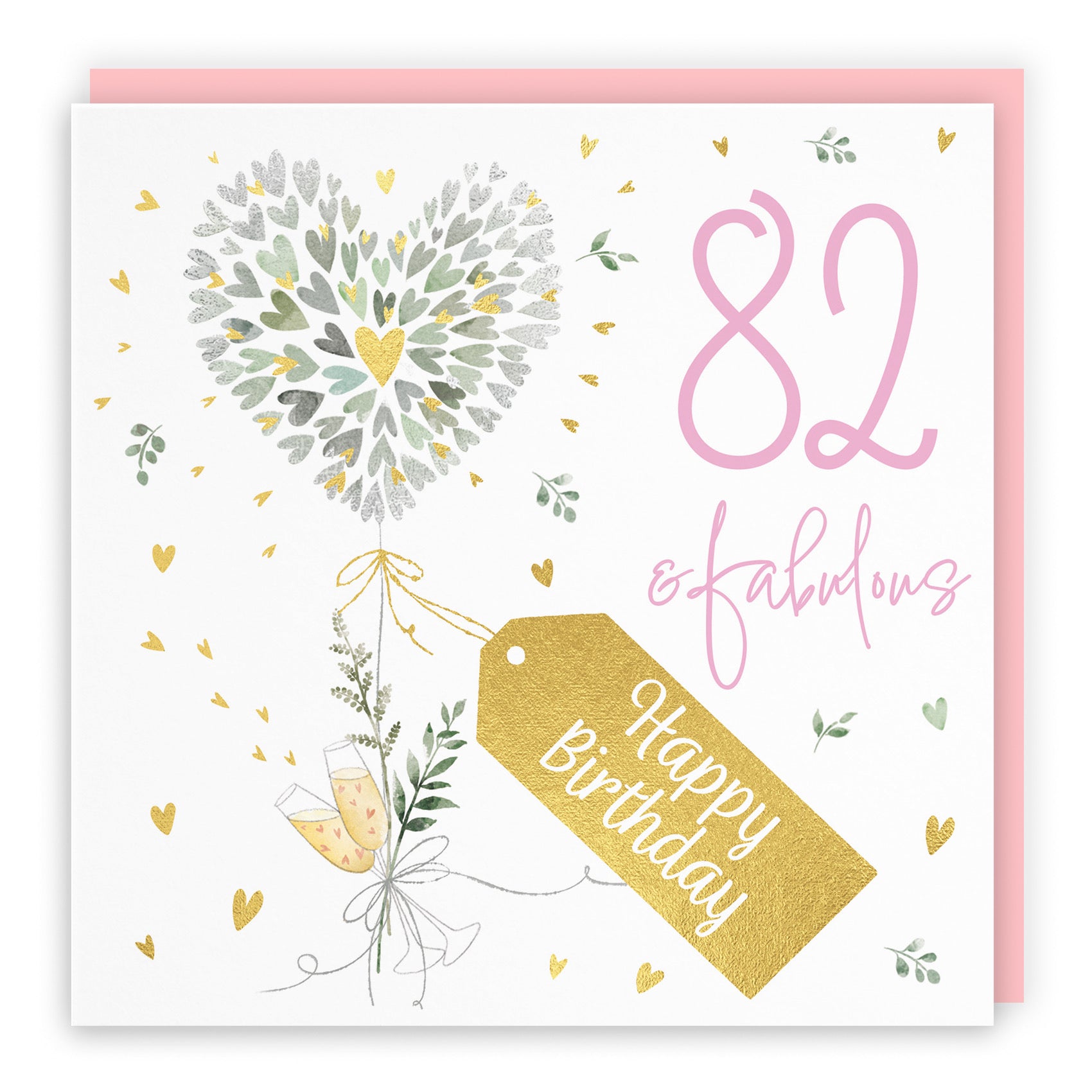 Contemporary Hearts 82nd Birthday Card Gold Foil Milo's Gallery - Default Title (B0CY9X4KKD)