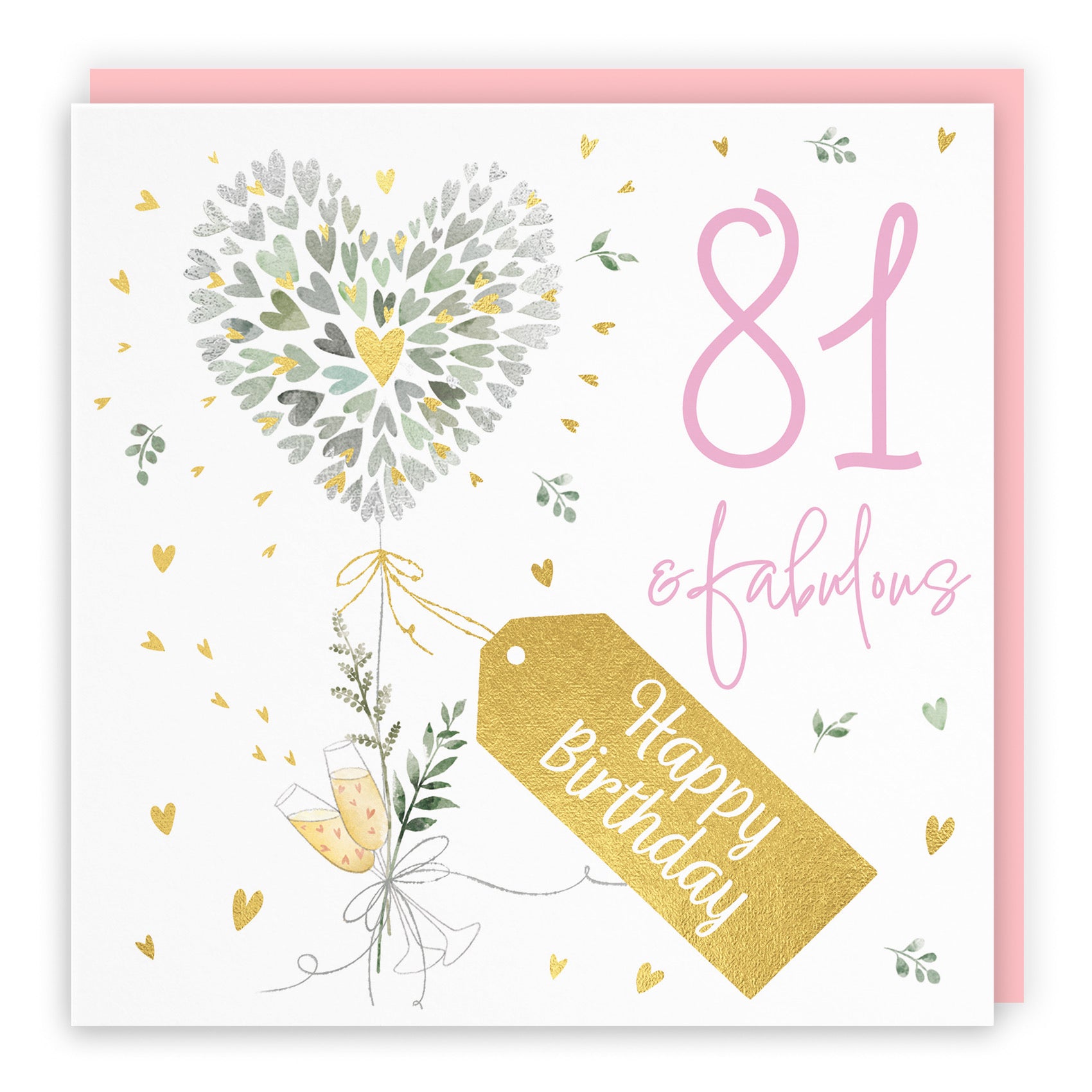 Contemporary Hearts 81st Birthday Card Gold Foil Milo's Gallery - Default Title (B0CY9X5TYW)