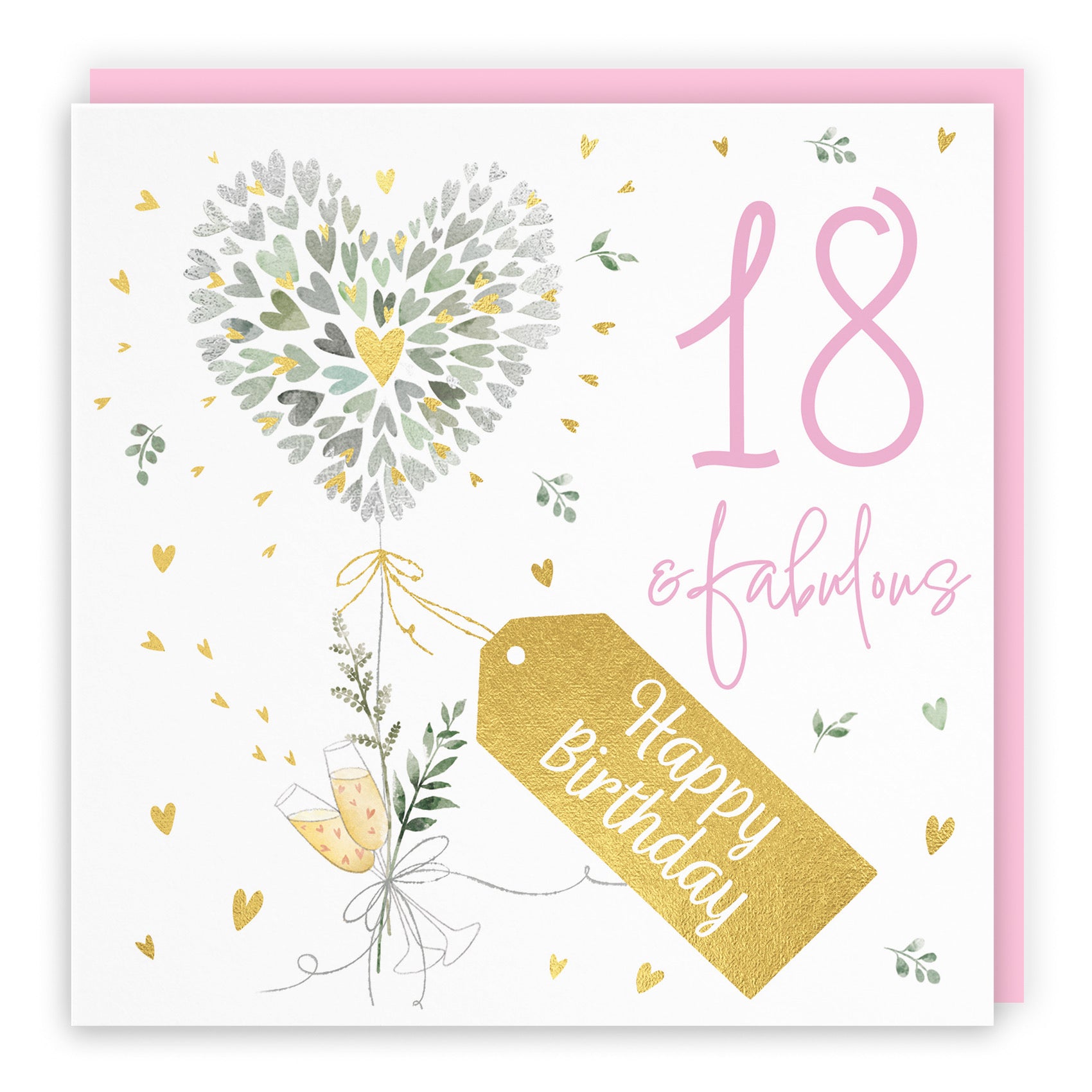 Contemporary Hearts 18th Birthday Card Gold Foil Milo's Gallery - Default Title (B0CY9X63DC)