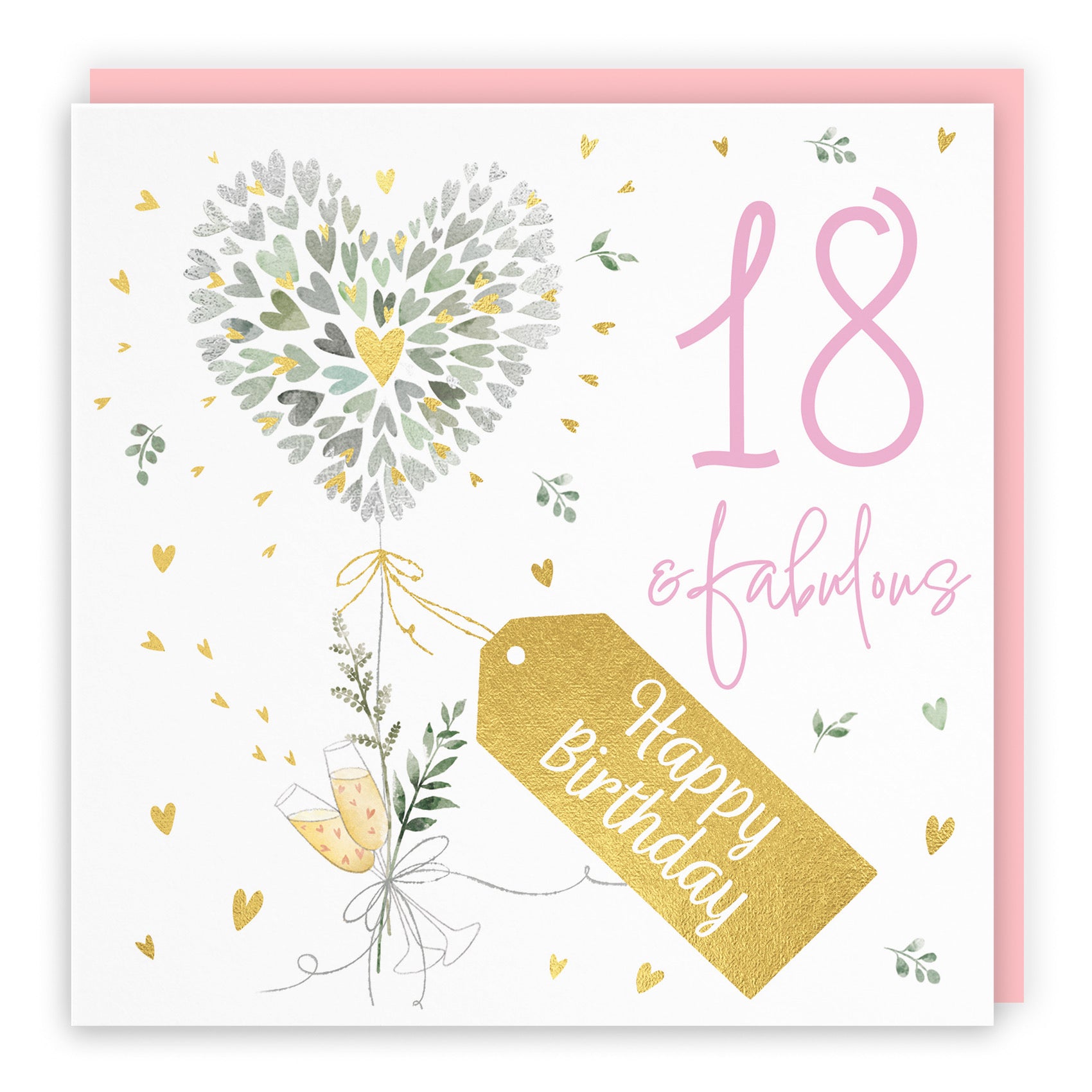 Contemporary Hearts 18th Birthday Card Gold Foil Milo's Gallery - Default Title (B0CY9X63DC)