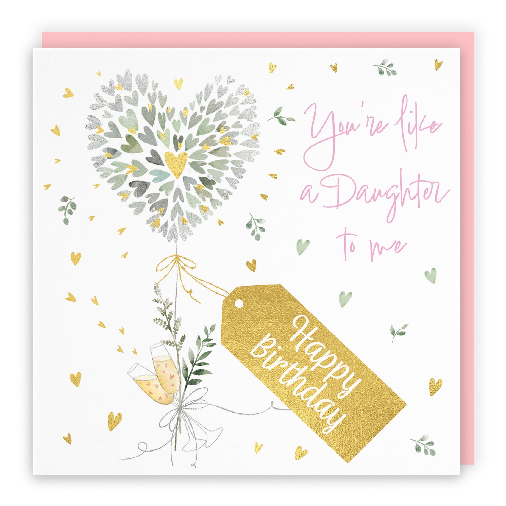 Like A Daughter Contemporary Hearts Birthday Card Gold Foil Milo's Gallery - Default Title (B0CY9XCVJ7)