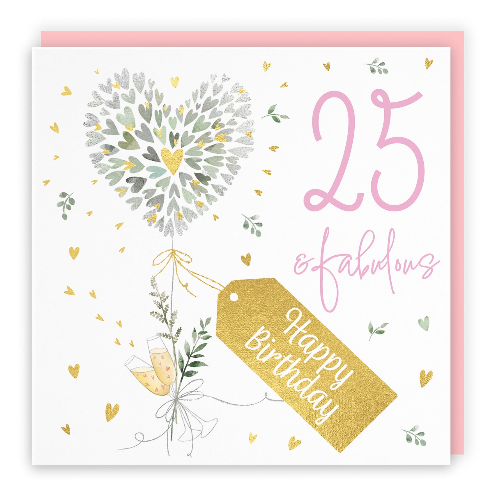 Contemporary Hearts 25th Birthday Card Gold Foil Milo's Gallery - Default Title (B0CY9XCVJ8)