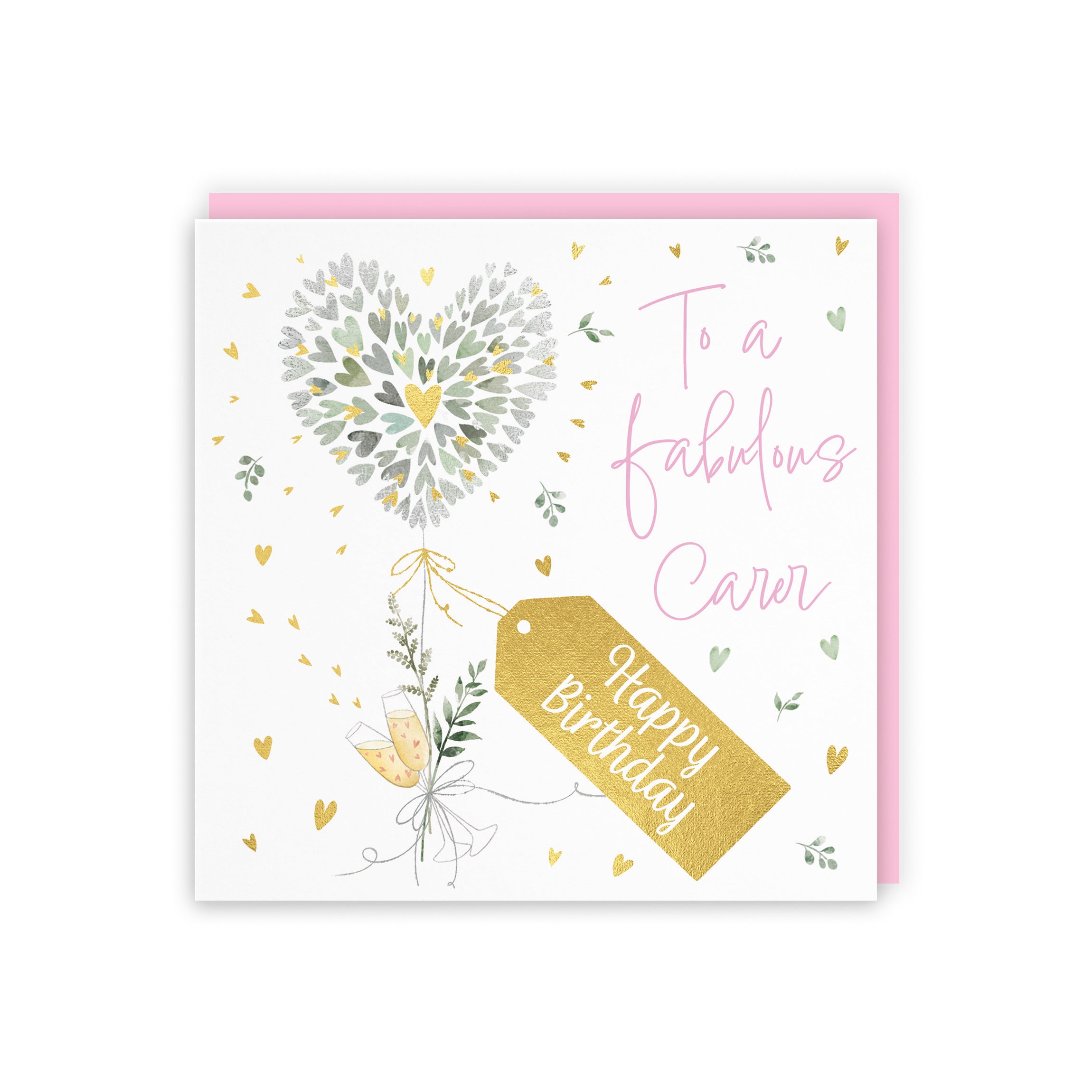 Carer Contemporary Hearts Birthday Card Gold Foil Milo's Gallery - Default Title (B0CY9XF96Z)