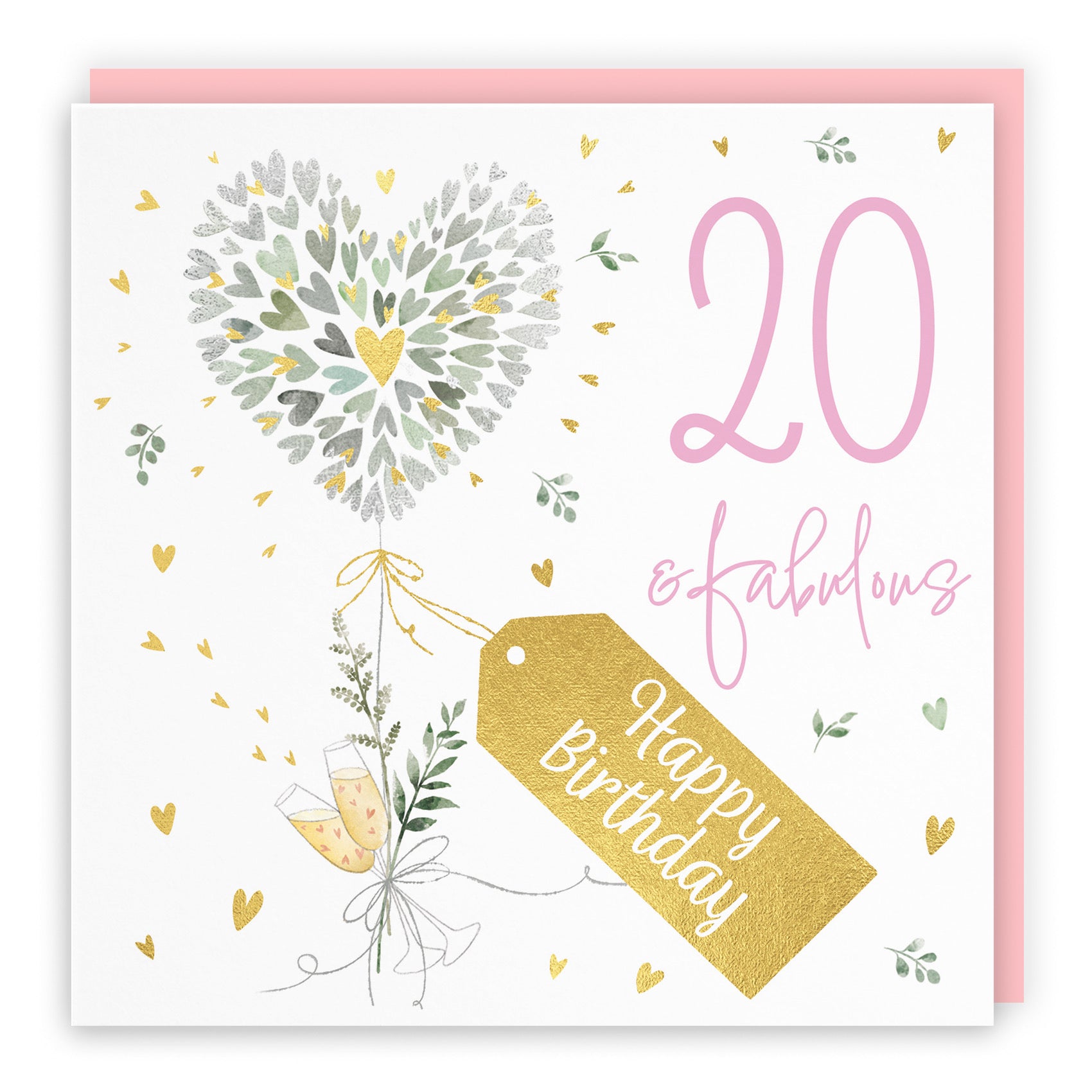 Contemporary Hearts 20th Birthday Card Gold Foil Milo's Gallery - Default Title (B0CY9XG9VZ)