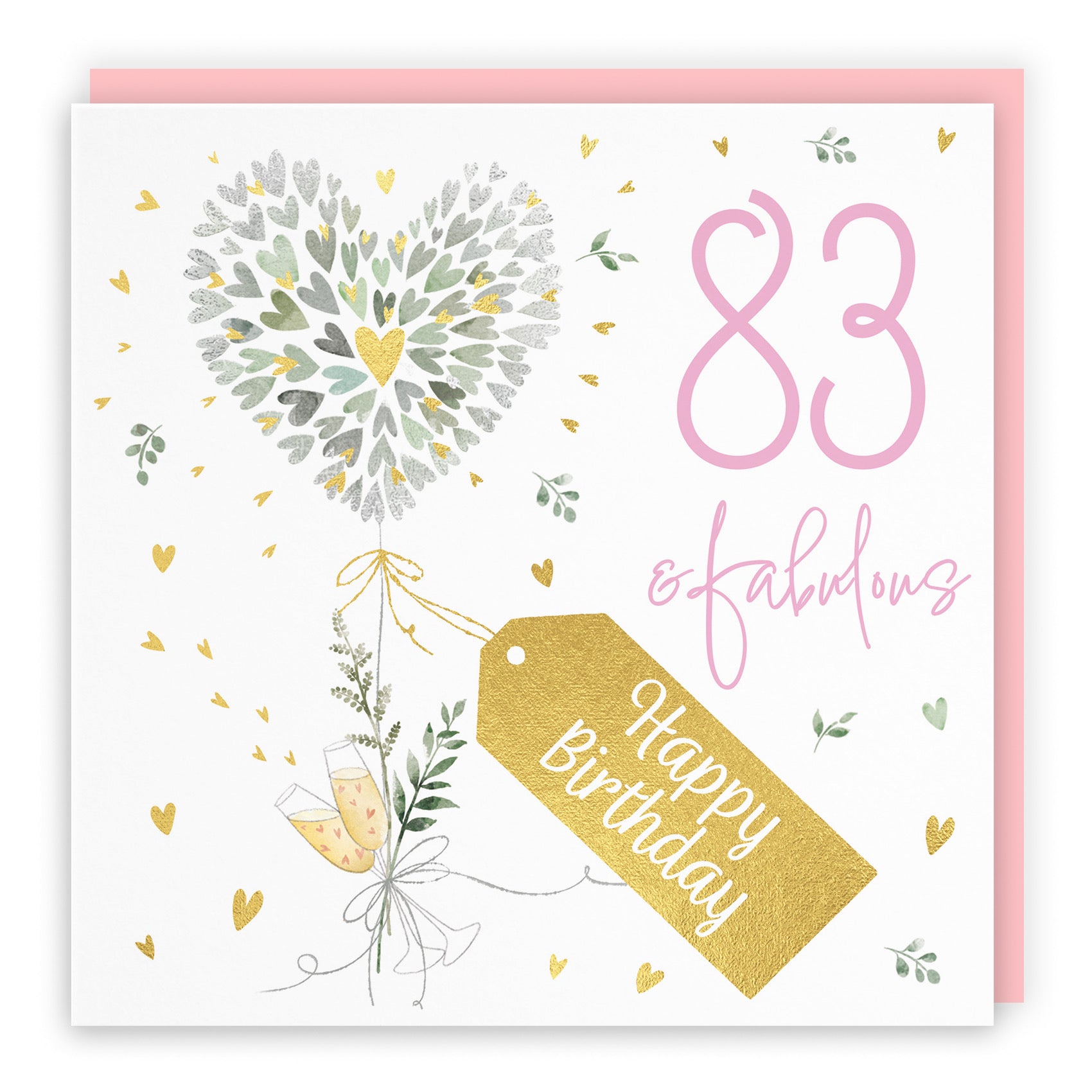 Contemporary Hearts 83rd Birthday Card Gold Foil Milo's Gallery - Default Title (B0CY9XP69S)