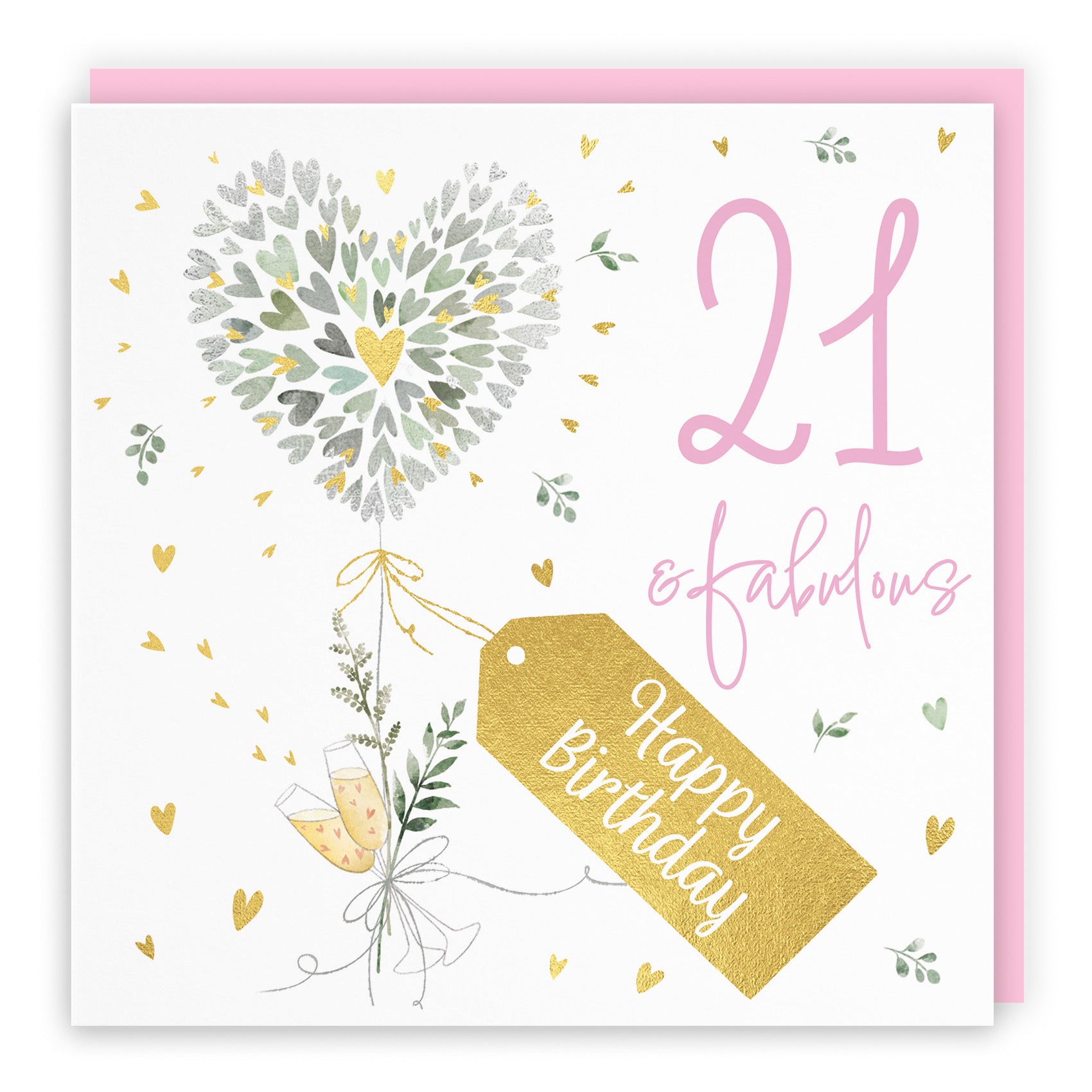 Contemporary Hearts 21st Birthday Card Gold Foil Milo's Gallery - Default Title (B0CY9XR4L8)