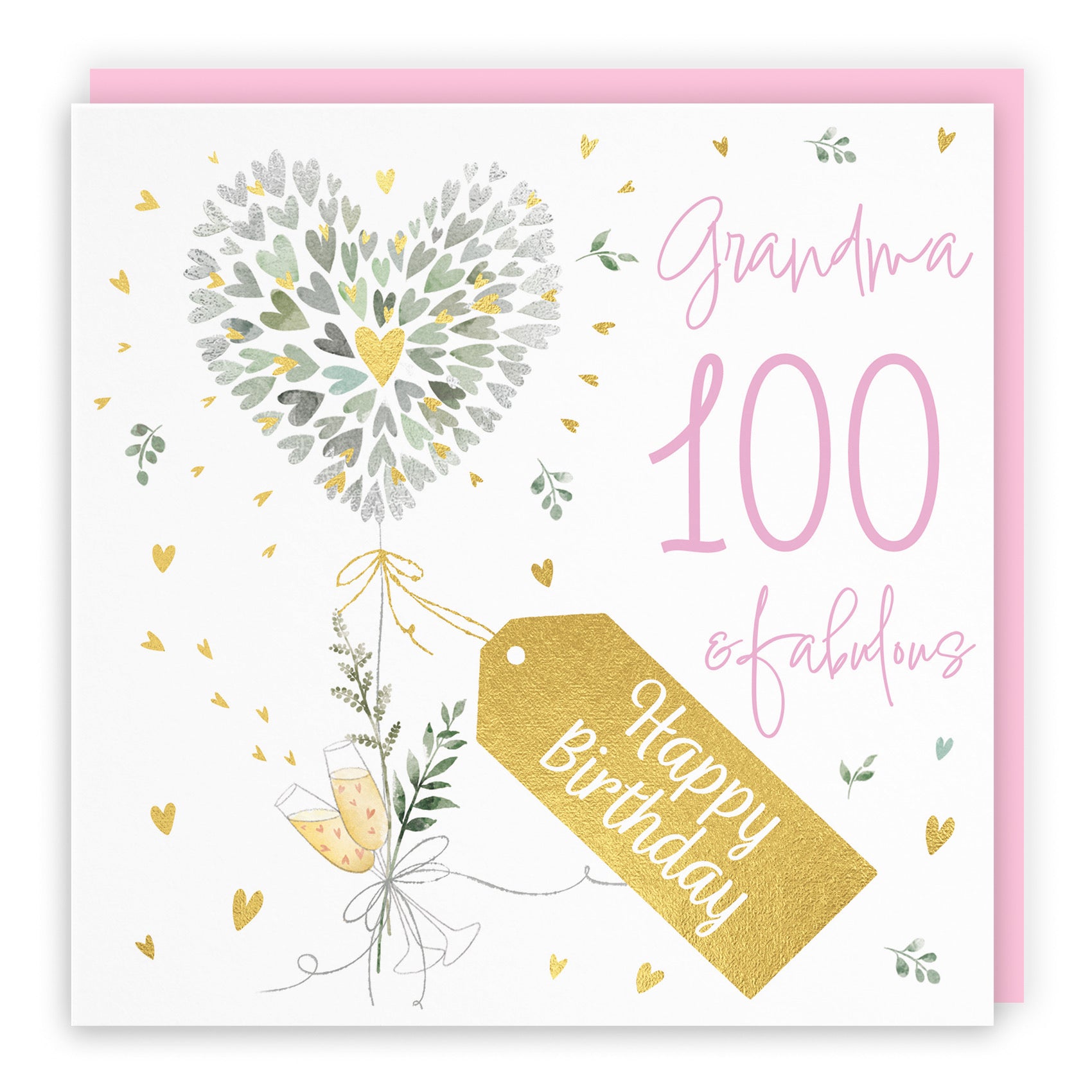 100th Grandma Contemporary Hearts Birthday Card Gold Foil Milo's Gallery - Default Title (B0CY9XRZB3)