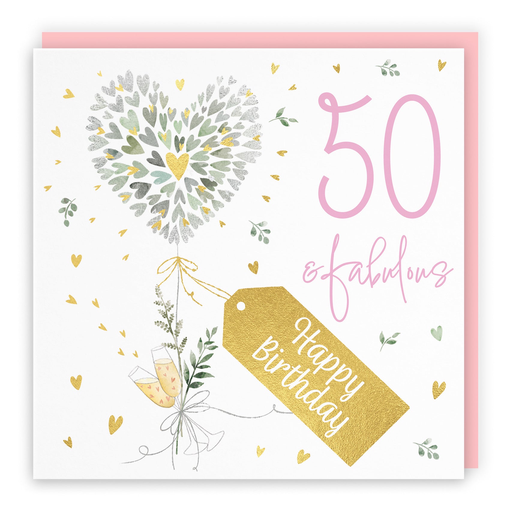 Contemporary Hearts 50th Birthday Card Gold Foil Milo's Gallery - Default Title (B0CY9XSN7L)