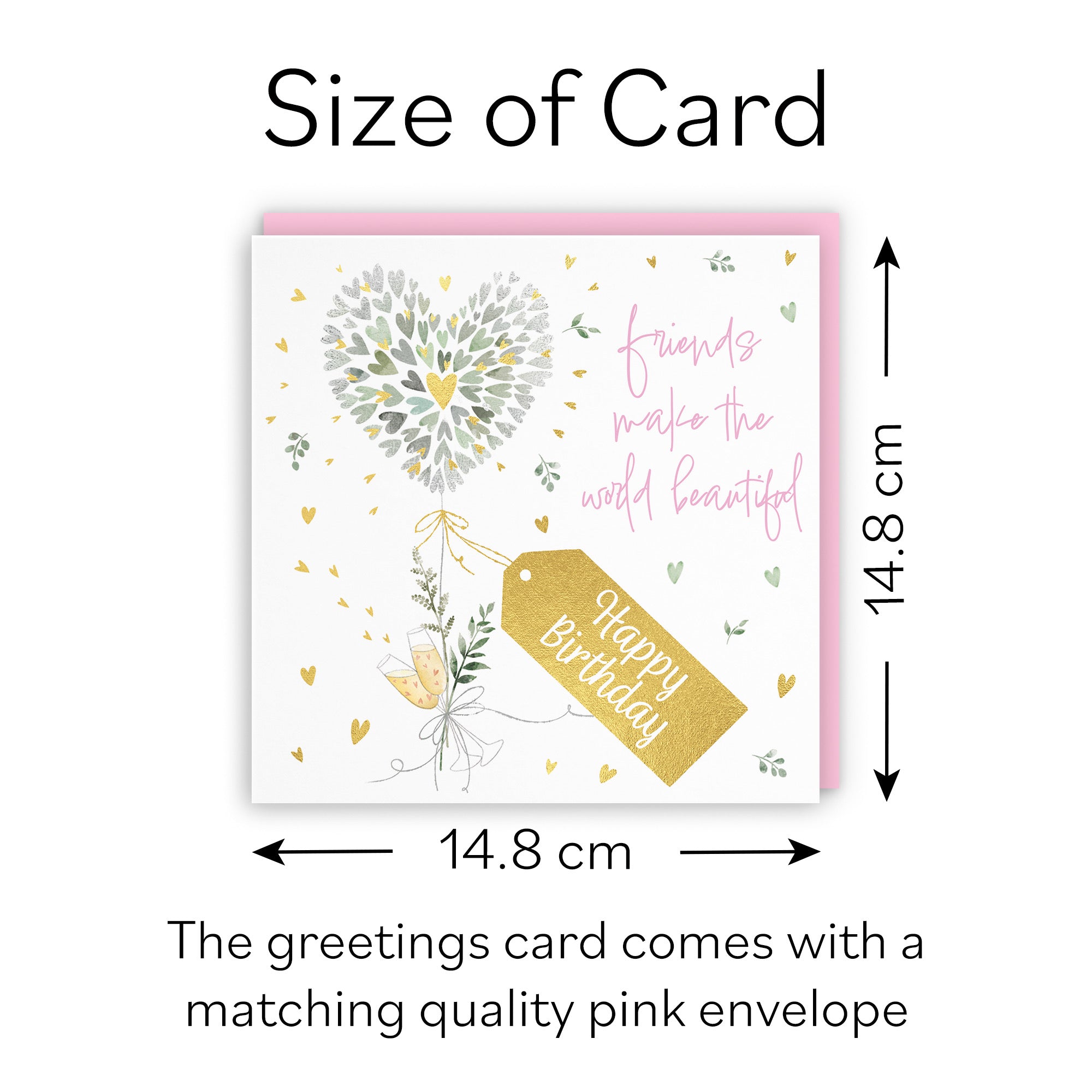 Friend Contemporary Hearts Birthday Verse Card Gold Foil Milo's Gallery - Default Title (B0CY9XW6ZZ)