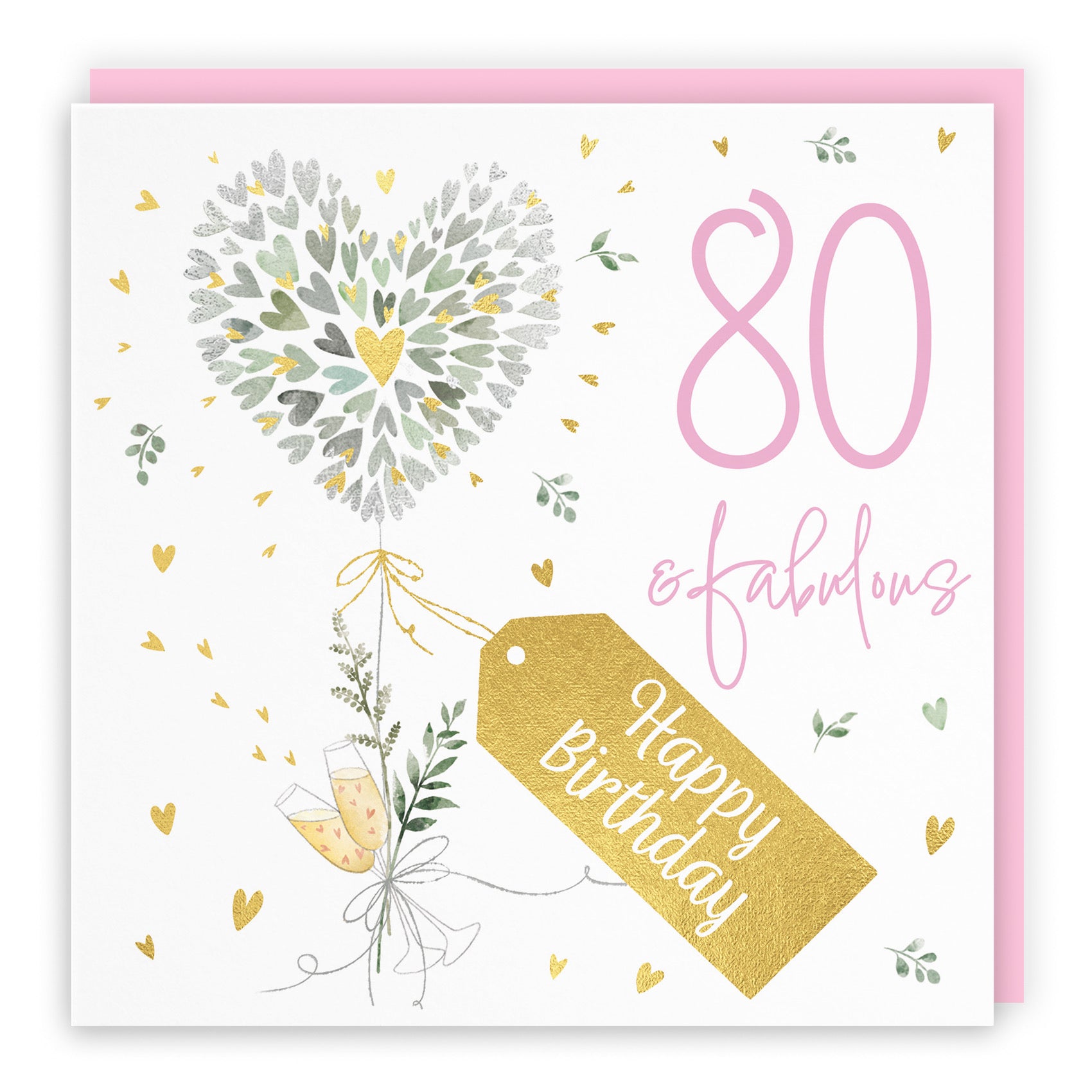 Contemporary Hearts 80th Birthday Card Gold Foil Milo's Gallery - Default Title (B0CY9Y54MG)