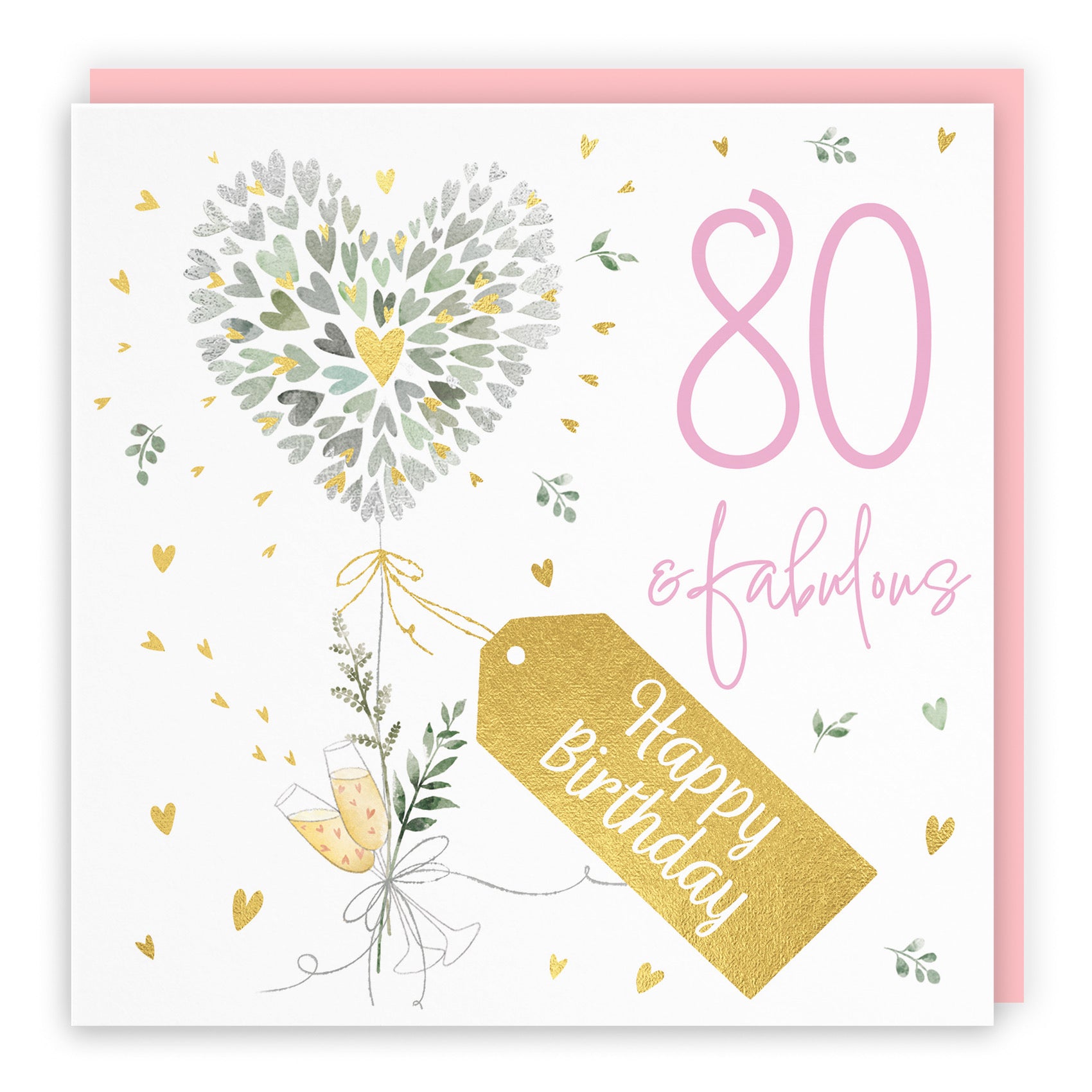 Contemporary Hearts 80th Birthday Card Gold Foil Milo's Gallery - Default Title (B0CY9Y54MG)