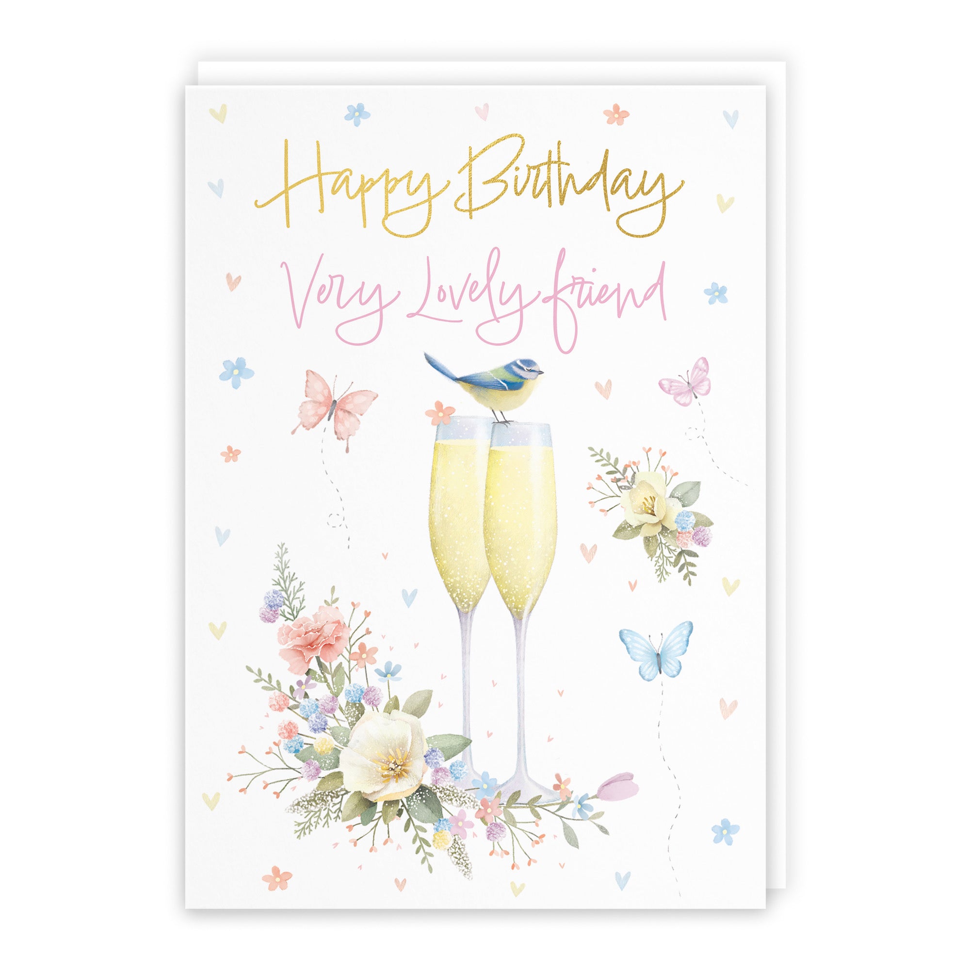 Friend Champagne Flutes Gold Foil Birthday Card Milo's Gallery - Default Title (B0CZ4975Q5)