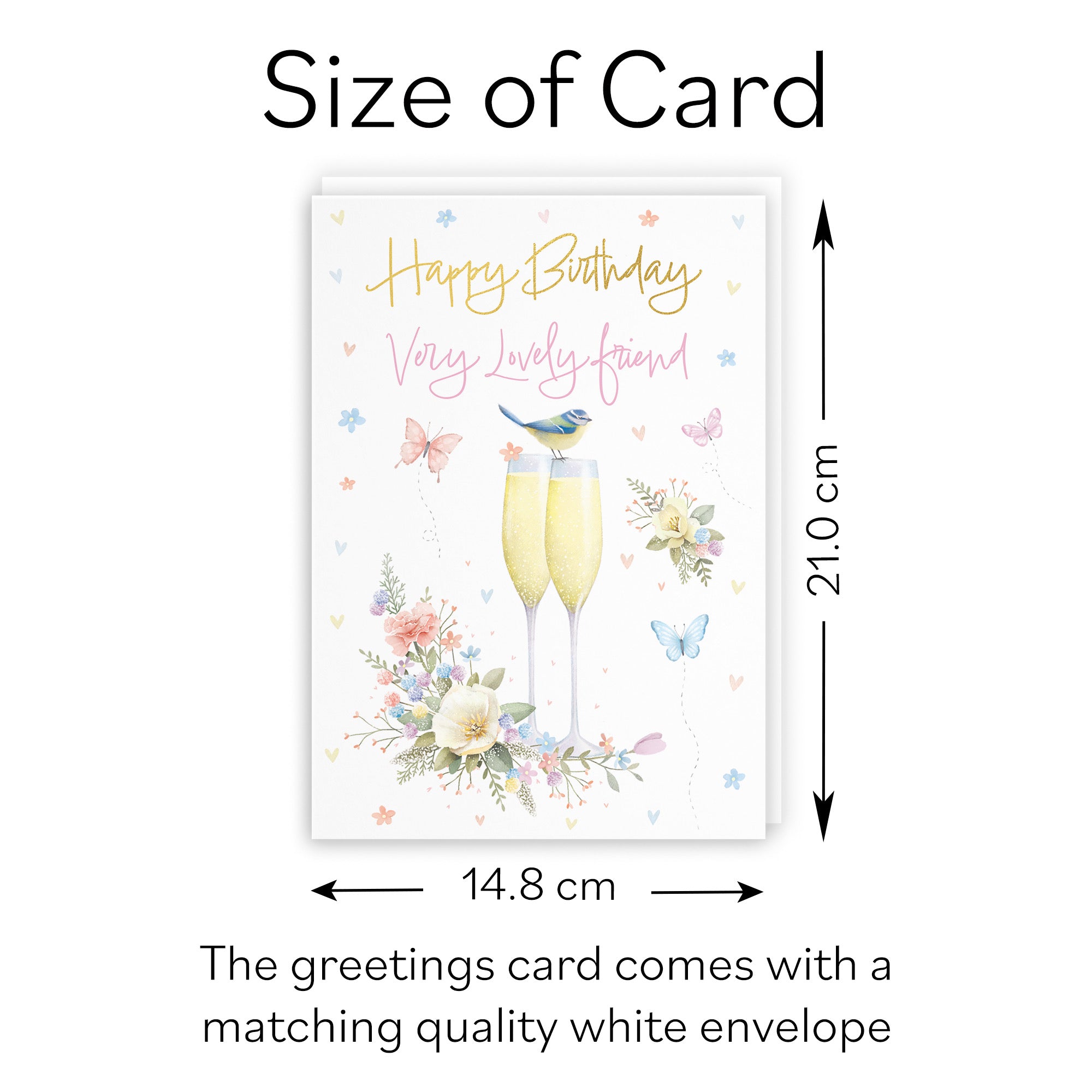 Friend Champagne Flutes Gold Foil Birthday Card Milo's Gallery - Default Title (B0CZ4975Q5)