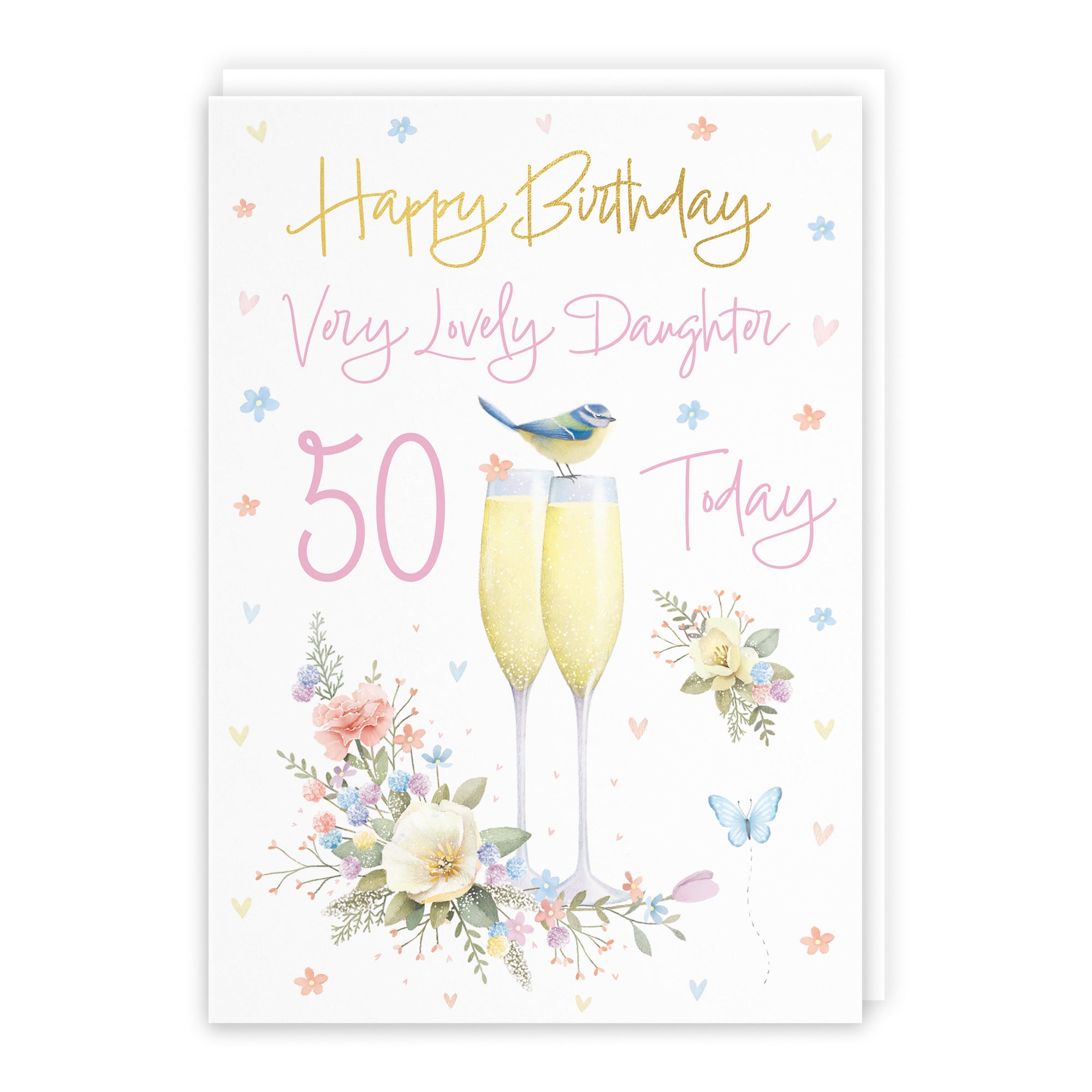 50th Daughter Champagne Flutes Gold Foil Birthday Card Milo's Gallery - Default Title (B0CZ497MY5)