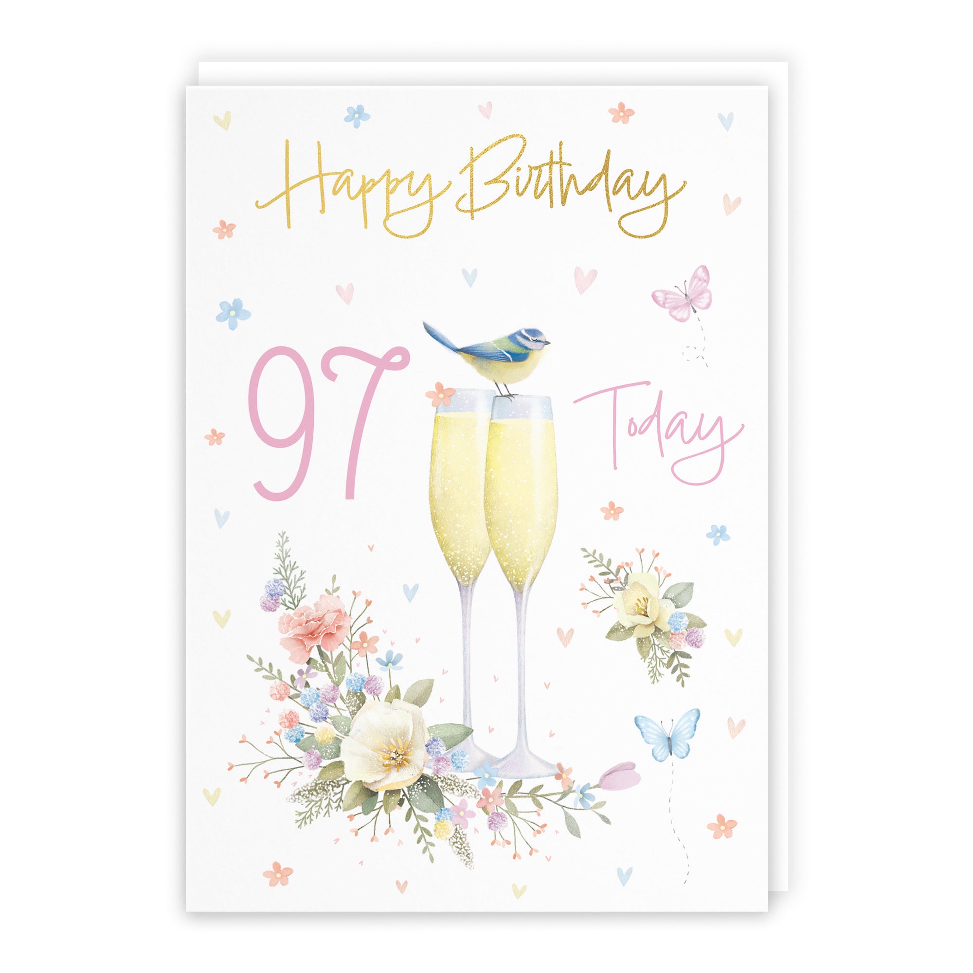 97th Champagne Flutes Gold Foil Birthday Card Milo's Gallery - Default Title (B0CZ497MY6)