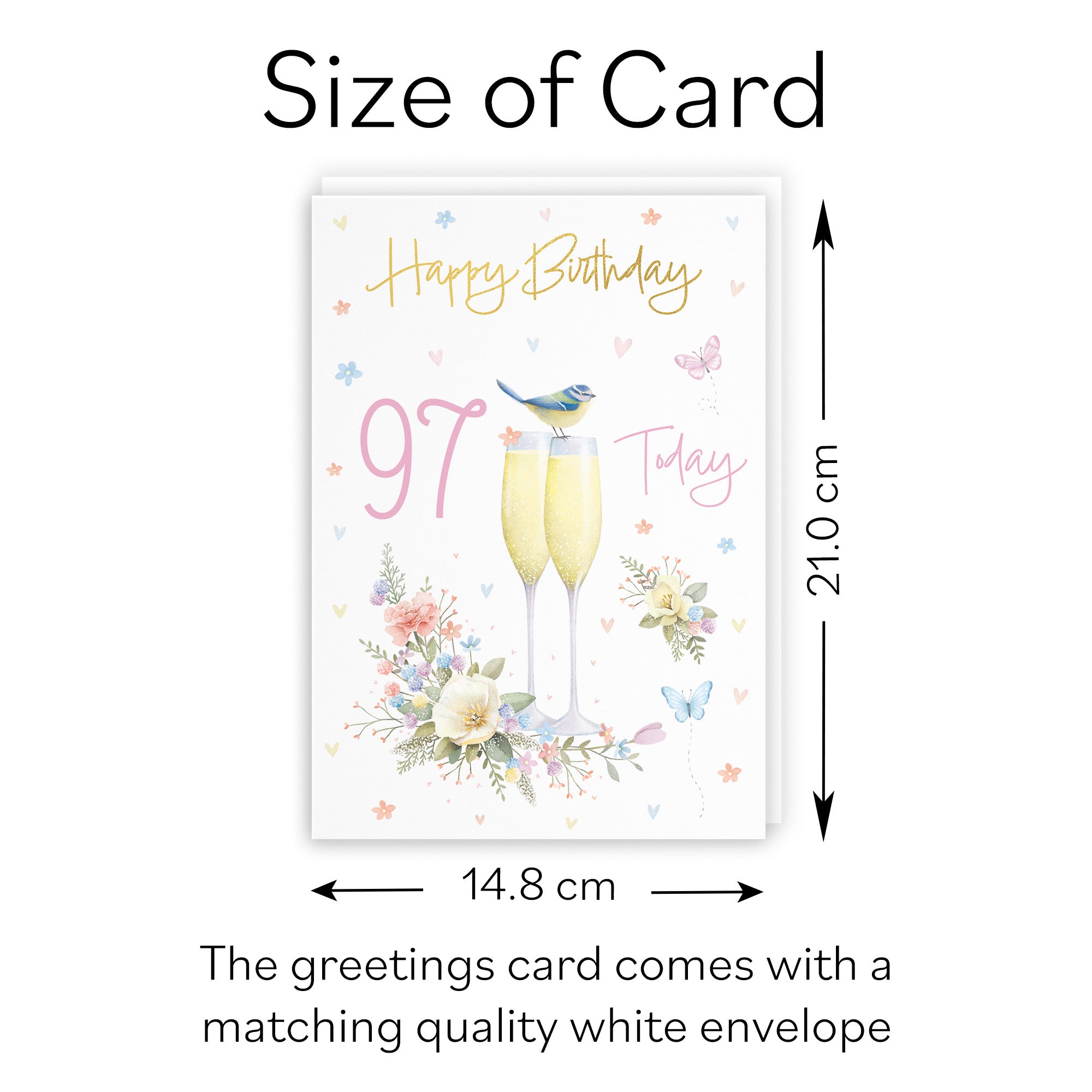 97th Champagne Flutes Gold Foil Birthday Card Milo's Gallery - Default Title (B0CZ497MY6)