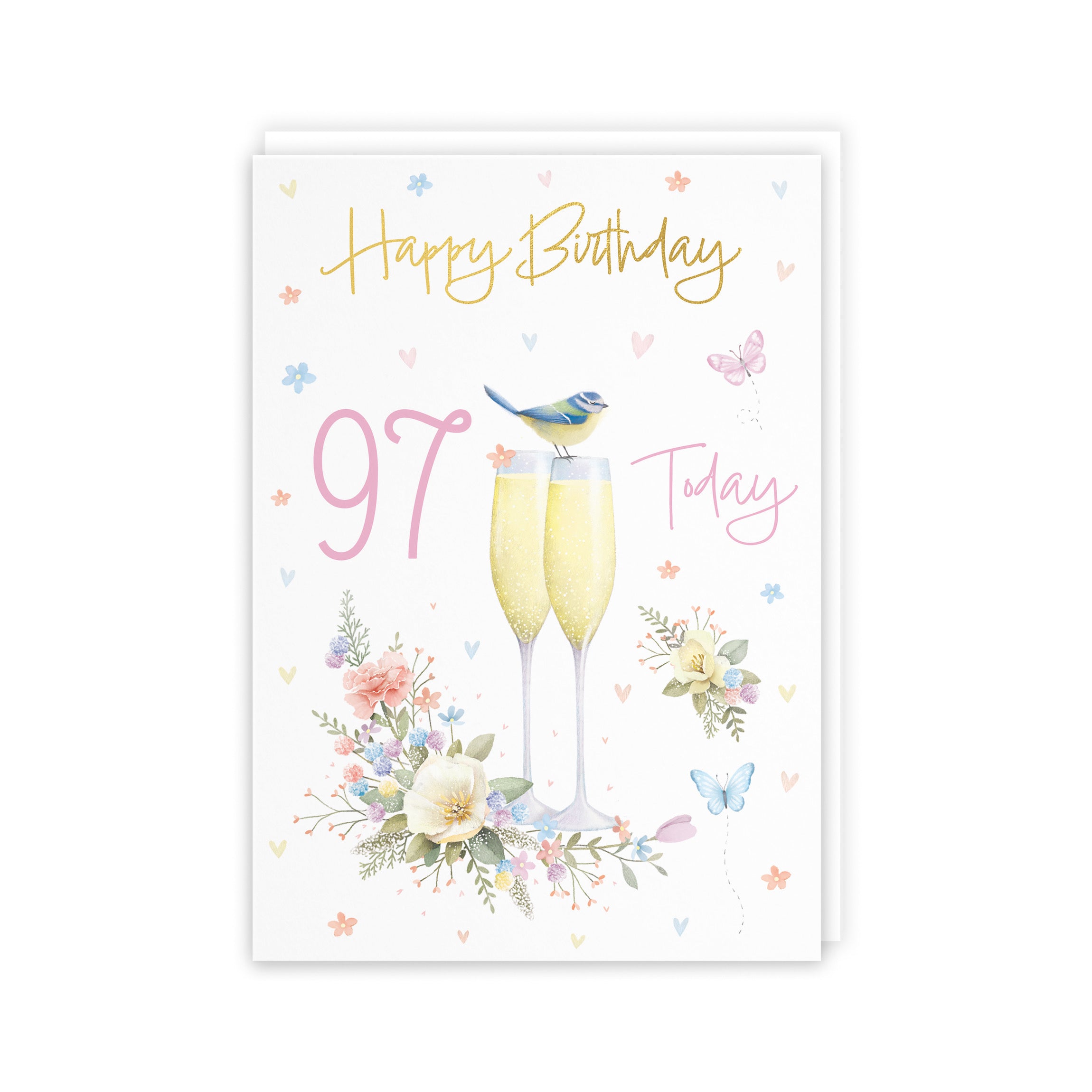 97th Champagne Flutes Gold Foil Birthday Card Milo's Gallery - Default Title (B0CZ497MY6)