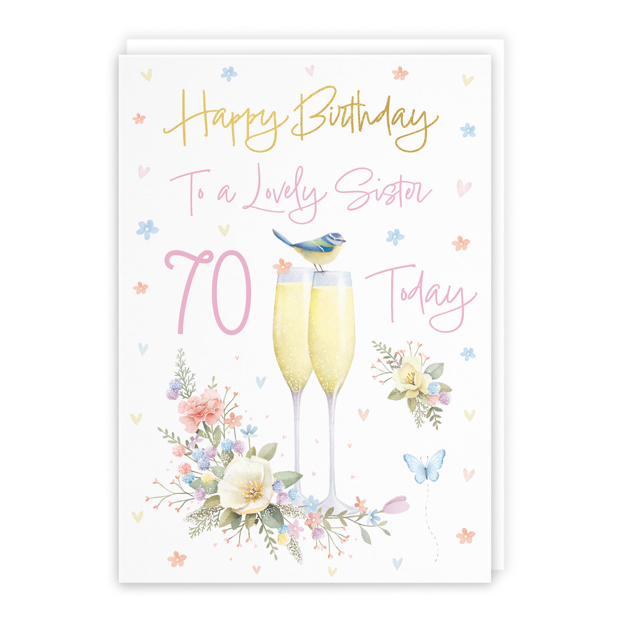 70th Sister Champagne Flutes Gold Foil Birthday Card Milo's Gallery - Default Title (B0CZ49CMB9)