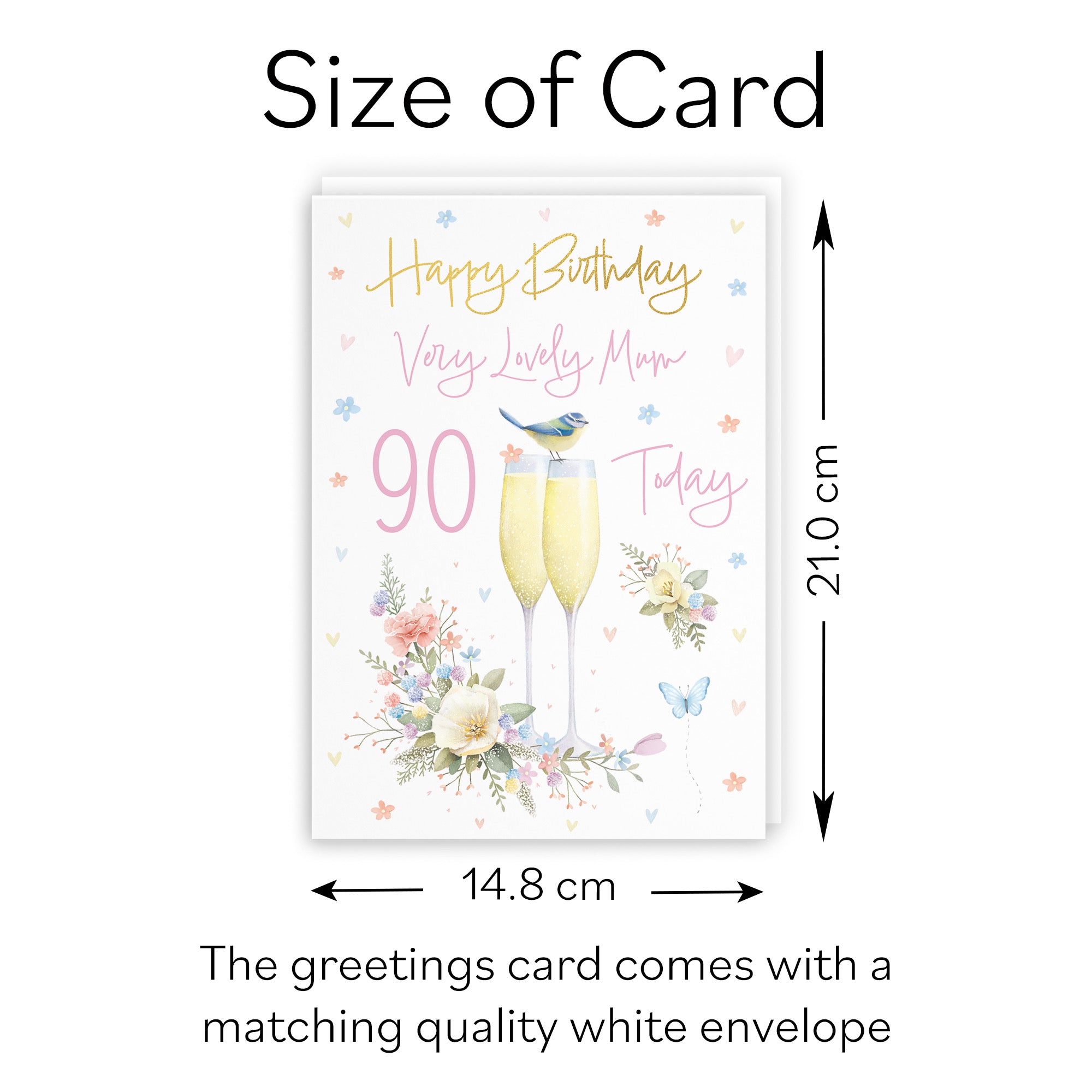 90th Mum Champagne Flutes Gold Foil Birthday Card Milo's Gallery - Default Title (B0CZ4B618N)