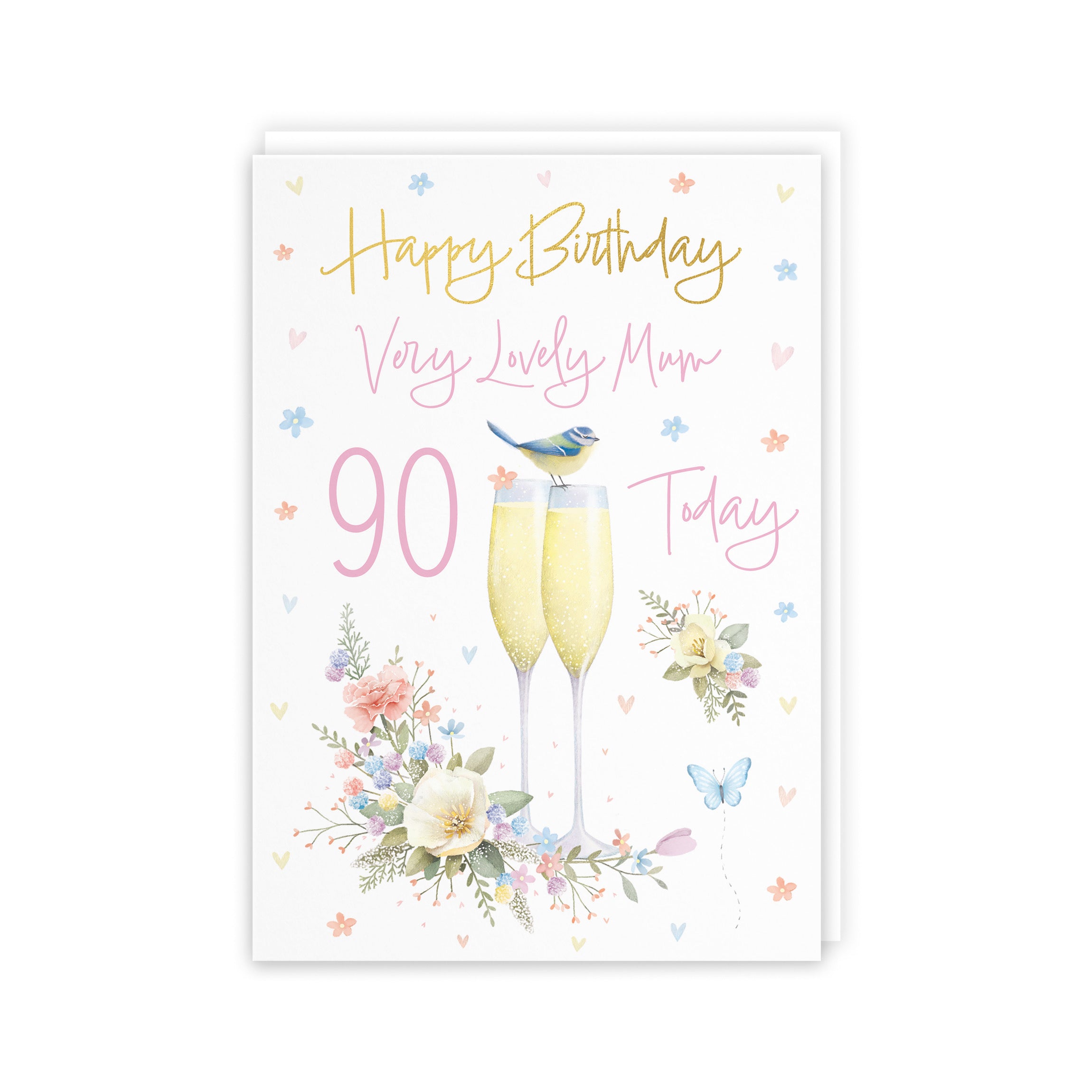 90th Mum Champagne Flutes Gold Foil Birthday Card Milo's Gallery - Default Title (B0CZ4B618N)