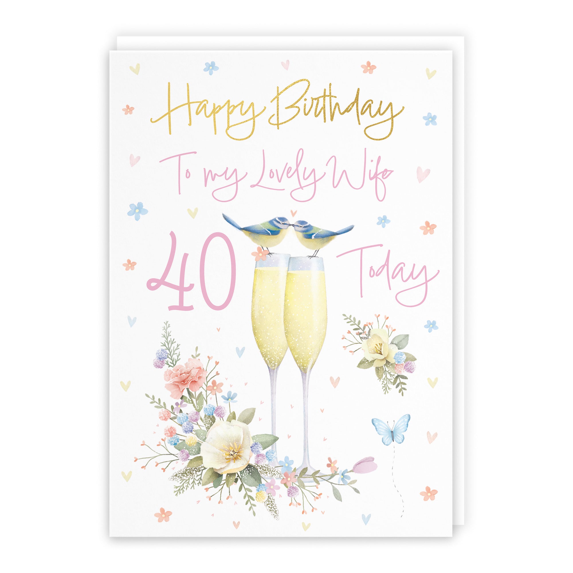 40th Wife Champagne Flutes Gold Foil Birthday Card Milo's Gallery - Default Title (B0CZ4B6S55)