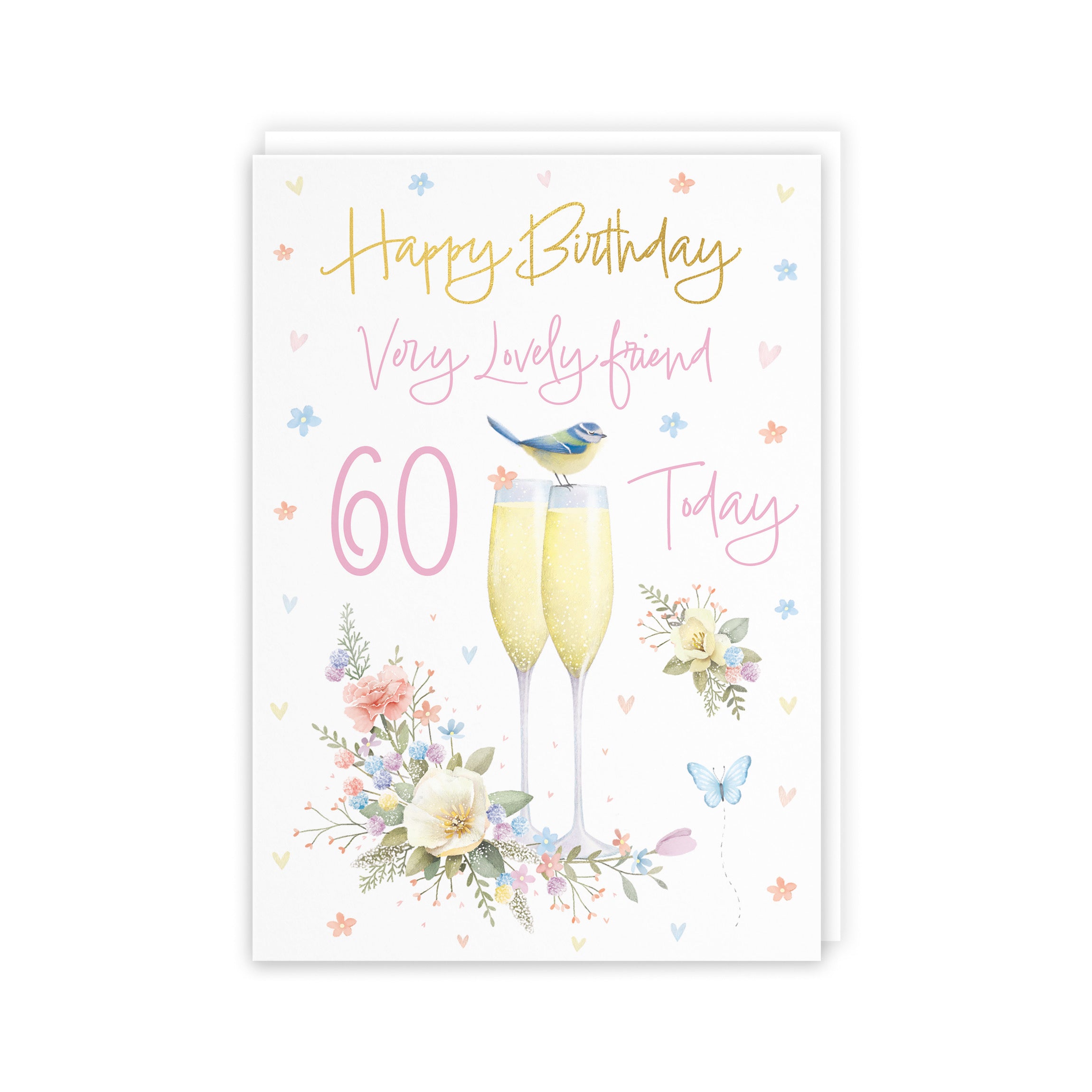 60th Friend Champagne Flutes Gold Foil Birthday Card Milo's Gallery - Default Title (B0CZ4BBTXN)