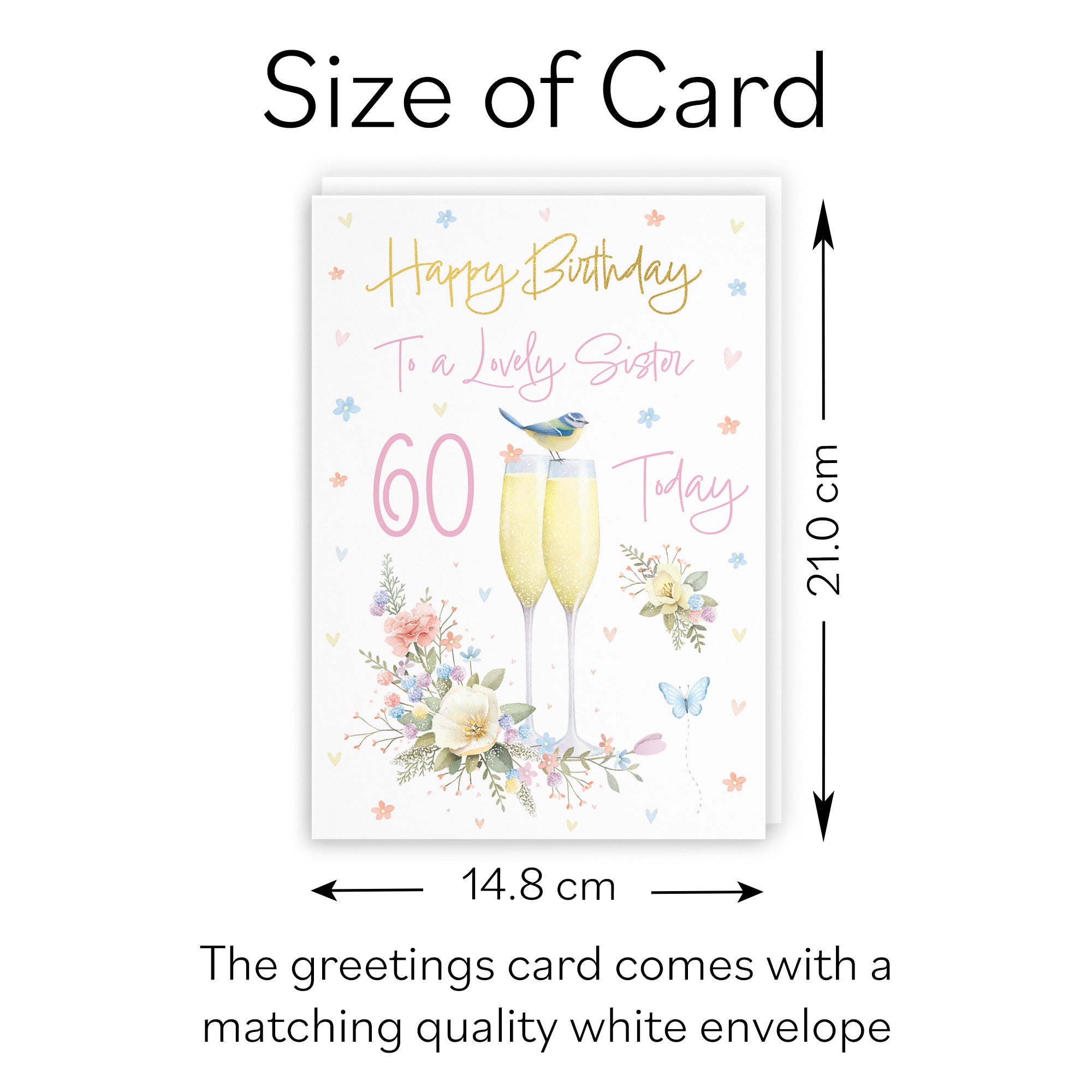 60th Sister Champagne Flutes Gold Foil Birthday Card Milo's Gallery - Default Title (B0CZ4BFKDZ)