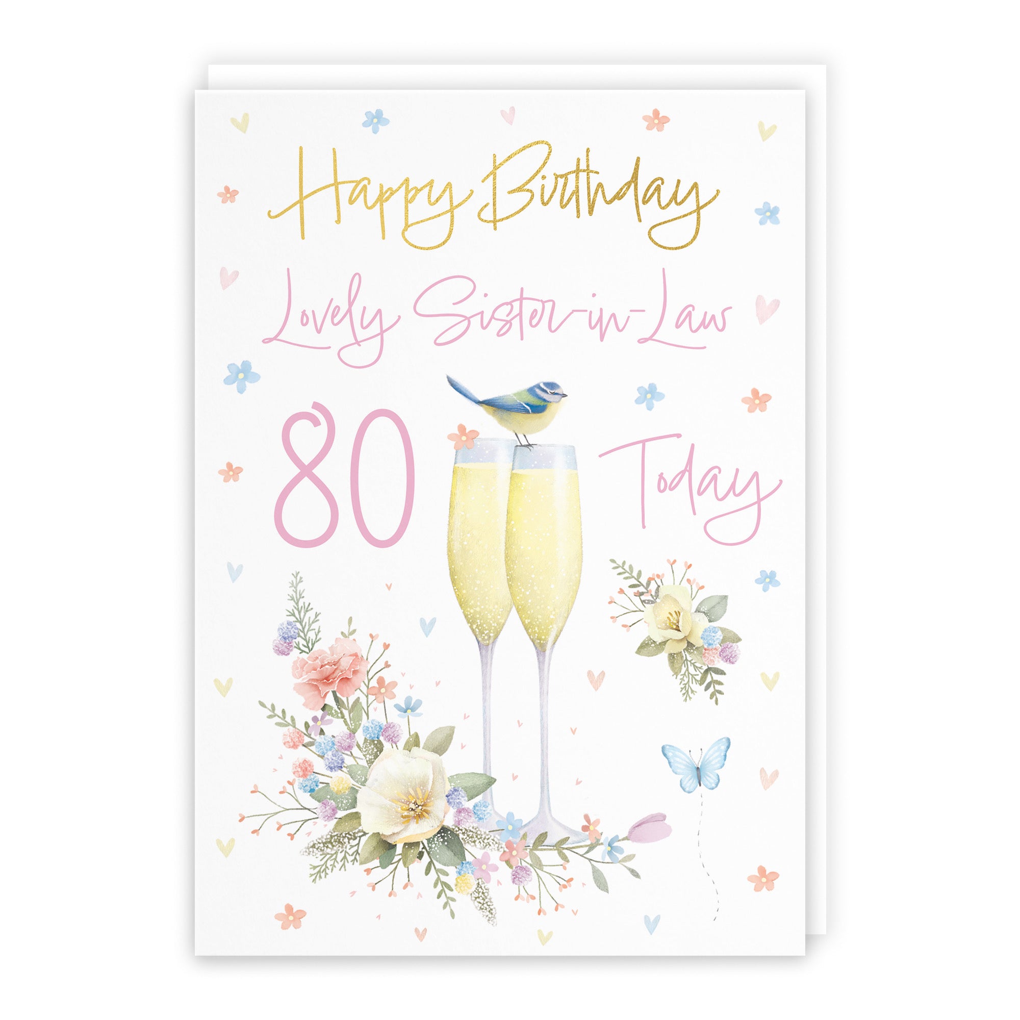 80th Sister In Law Champagne Flutes Gold Foil Birthday Card Milo's Gallery - Default Title (B0CZ4BJPDR)