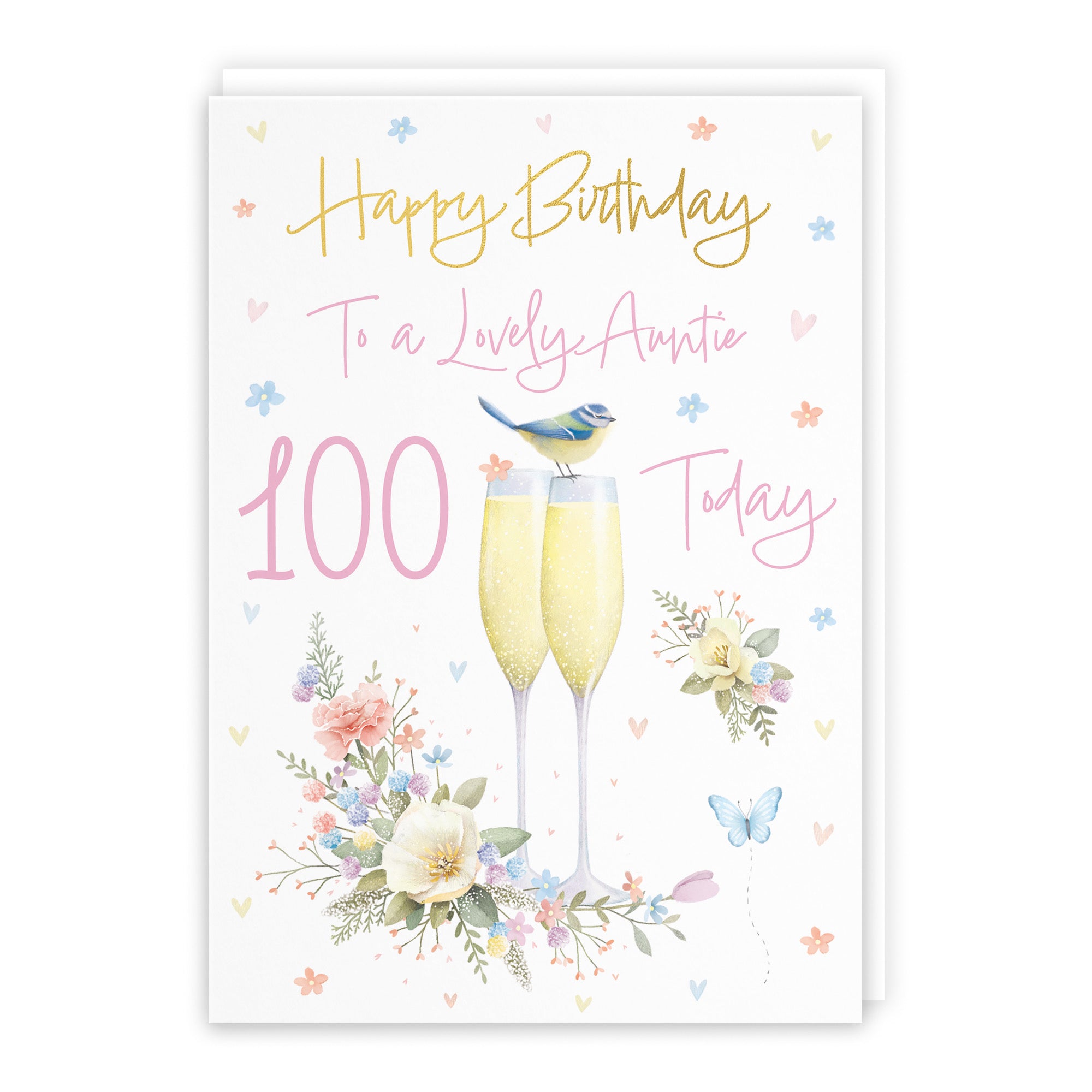 100th Auntie Champagne Flutes Gold Foil Birthday Card Milo's Gallery - Default Title (B0CZ4BLGFC)