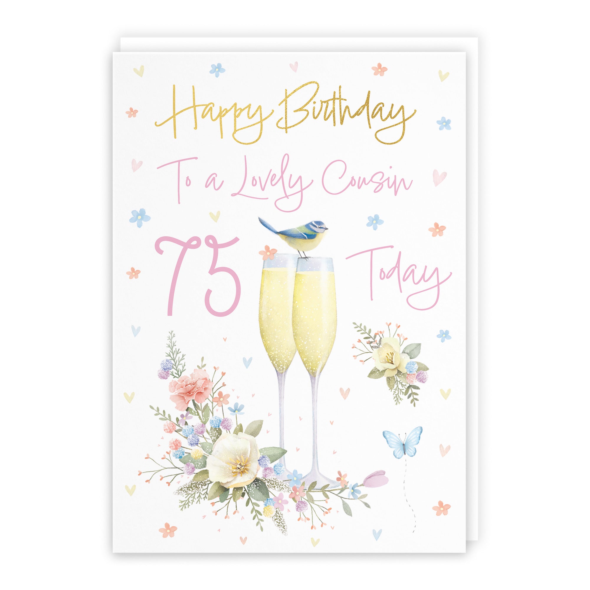 75th Female Cousin Champagne Flutes Gold Foil Birthday Card Milo's Gallery - Default Title (B0CZ4BV7WJ)