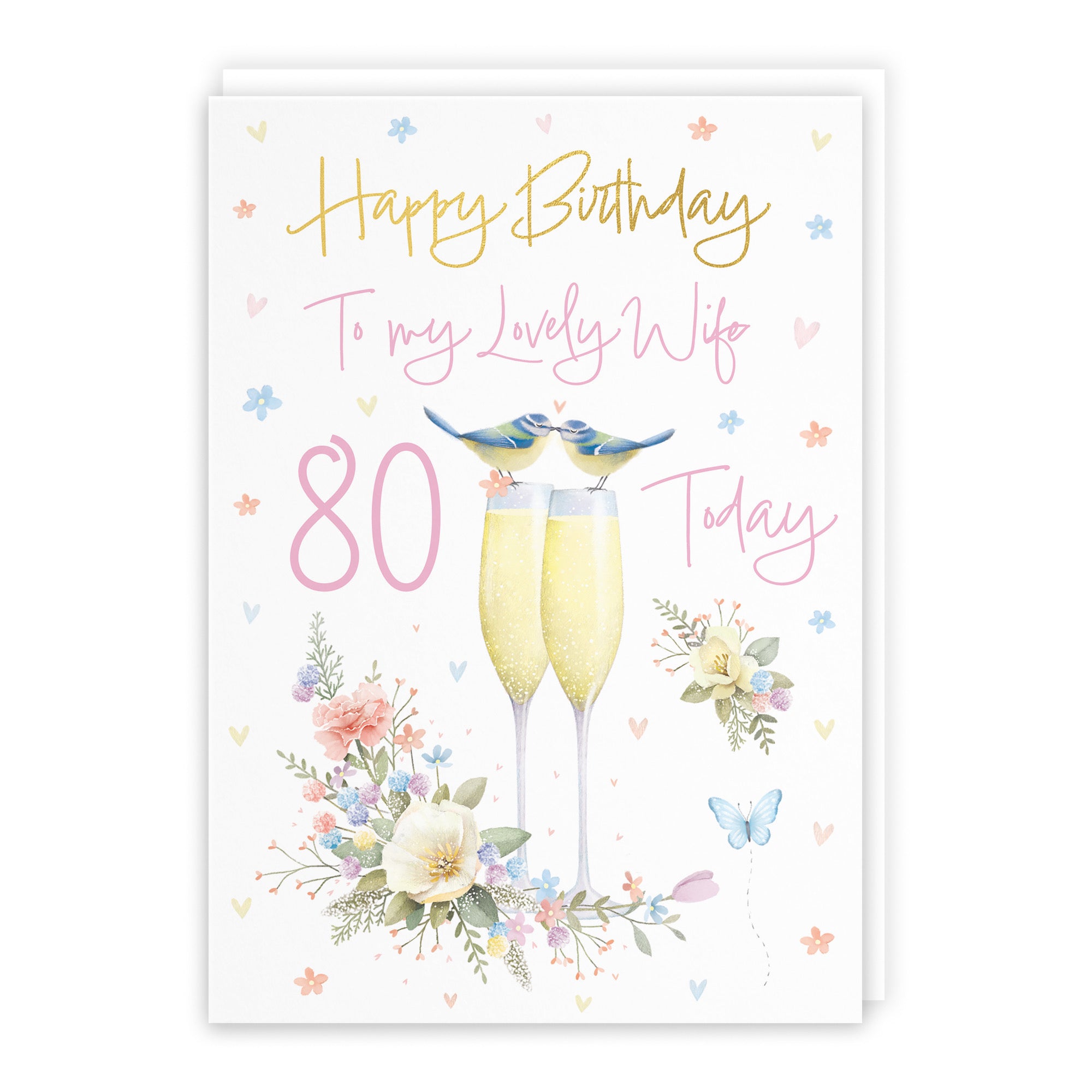 80th Wife Champagne Flutes Gold Foil Birthday Card Milo's Gallery - Default Title (B0CZ4BWKSD)