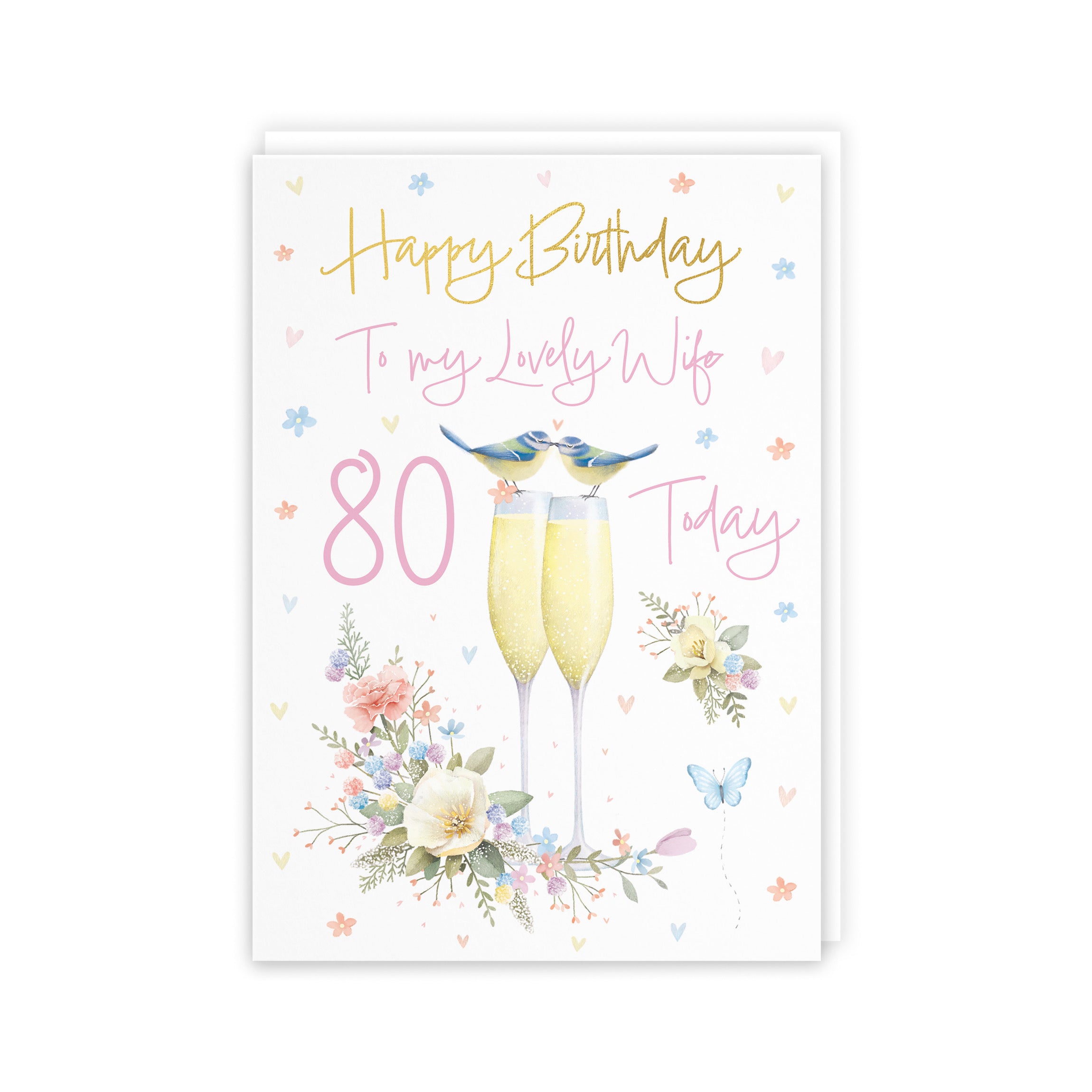 80th Wife Champagne Flutes Gold Foil Birthday Card Milo's Gallery - Default Title (B0CZ4BWKSD)