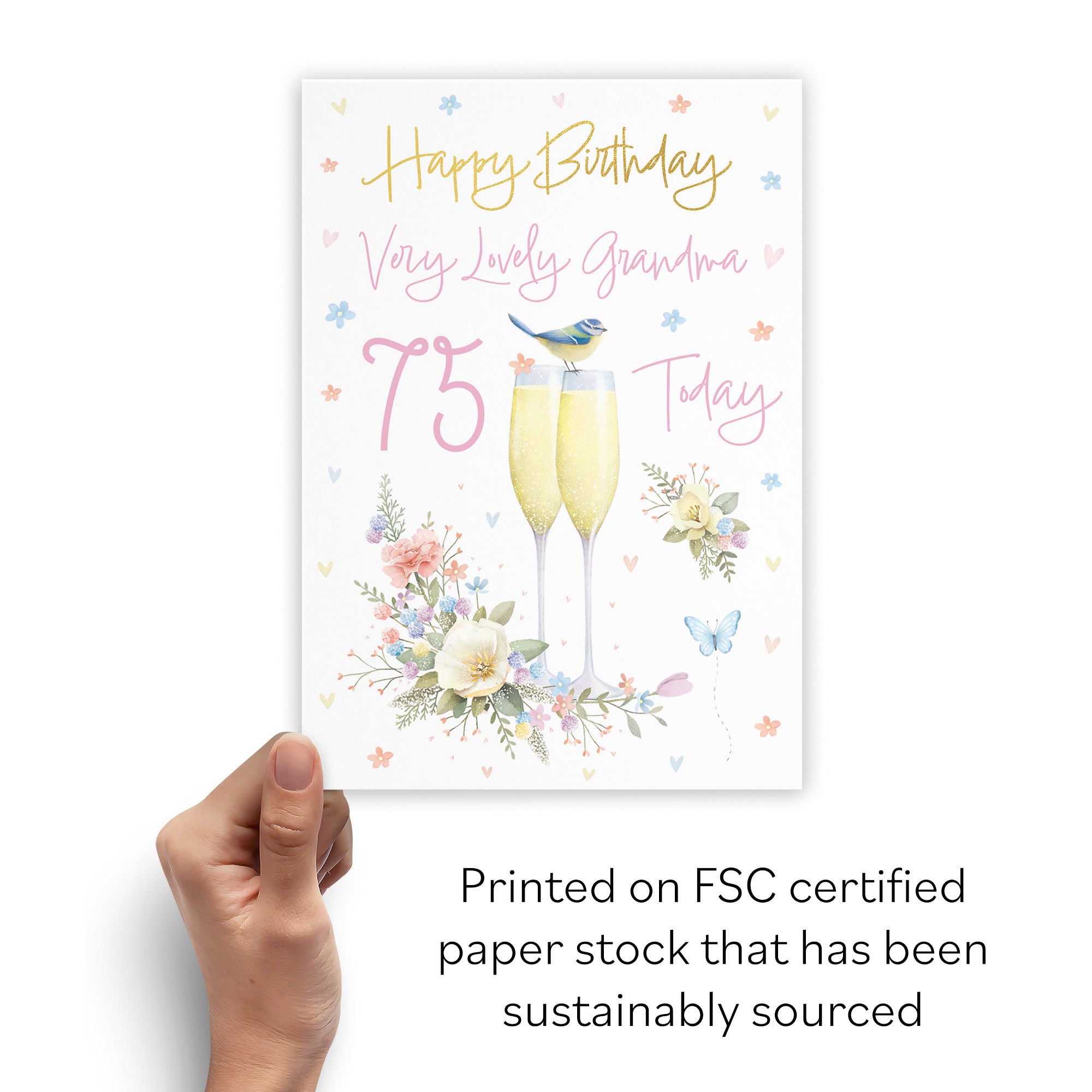 75th Grandma Champagne Flutes Gold Foil Birthday Card Milo's Gallery - Default Title (B0CZ4BWMKN)