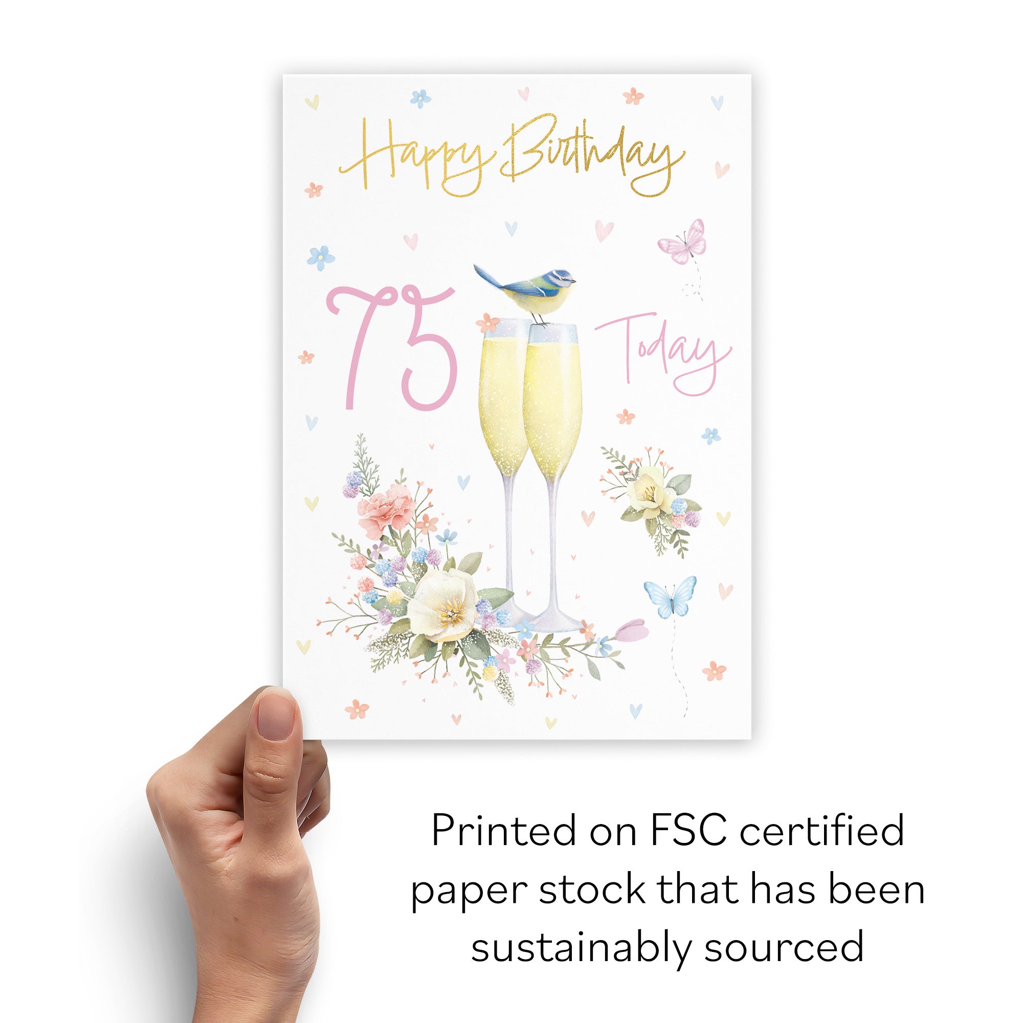 75th Champagne Flutes Gold Foil Birthday Card Milo's Gallery - Default Title (B0CZ4C566X)