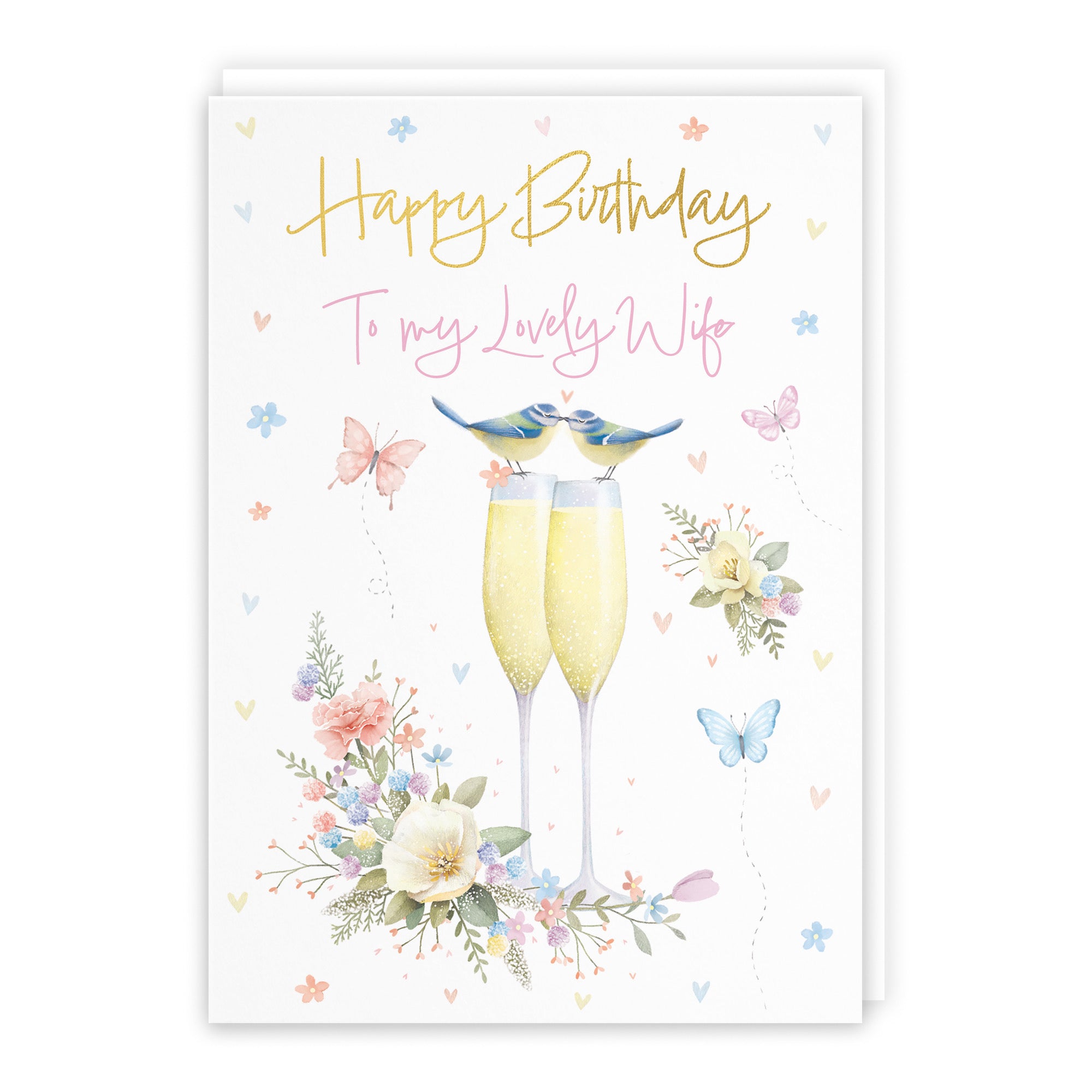 Wife Champagne Flutes Gold Foil Birthday Card Milo's Gallery - Default Title (B0CZ4C8PTS)