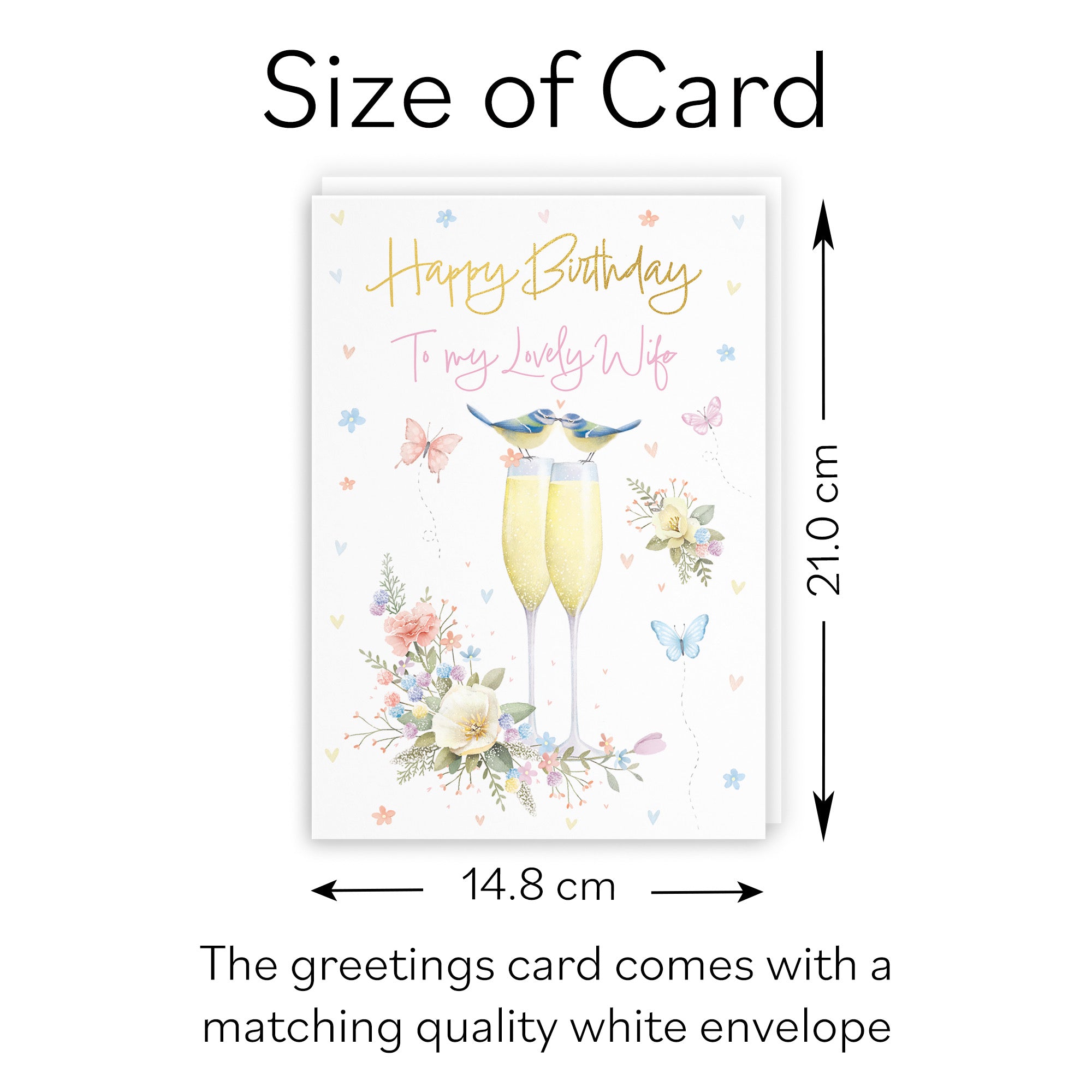 Wife Champagne Flutes Gold Foil Birthday Card Milo's Gallery - Default Title (B0CZ4C8PTS)