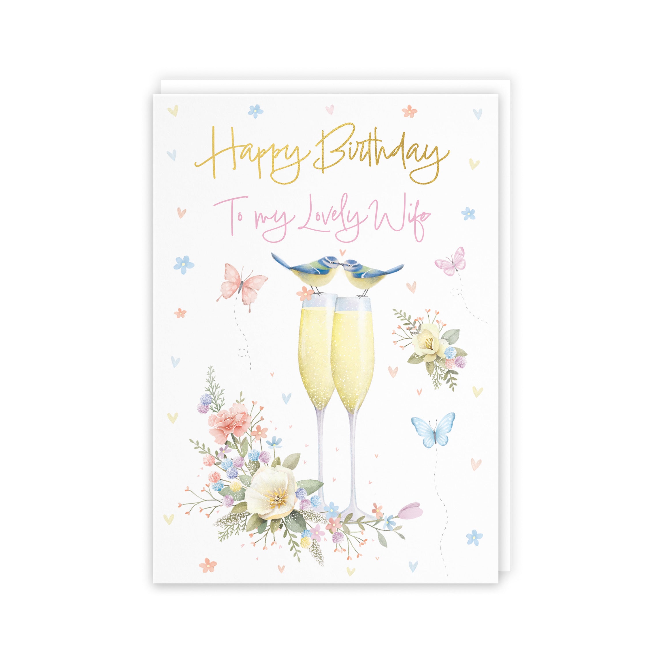 Wife Champagne Flutes Gold Foil Birthday Card Milo's Gallery - Default Title (B0CZ4C8PTS)