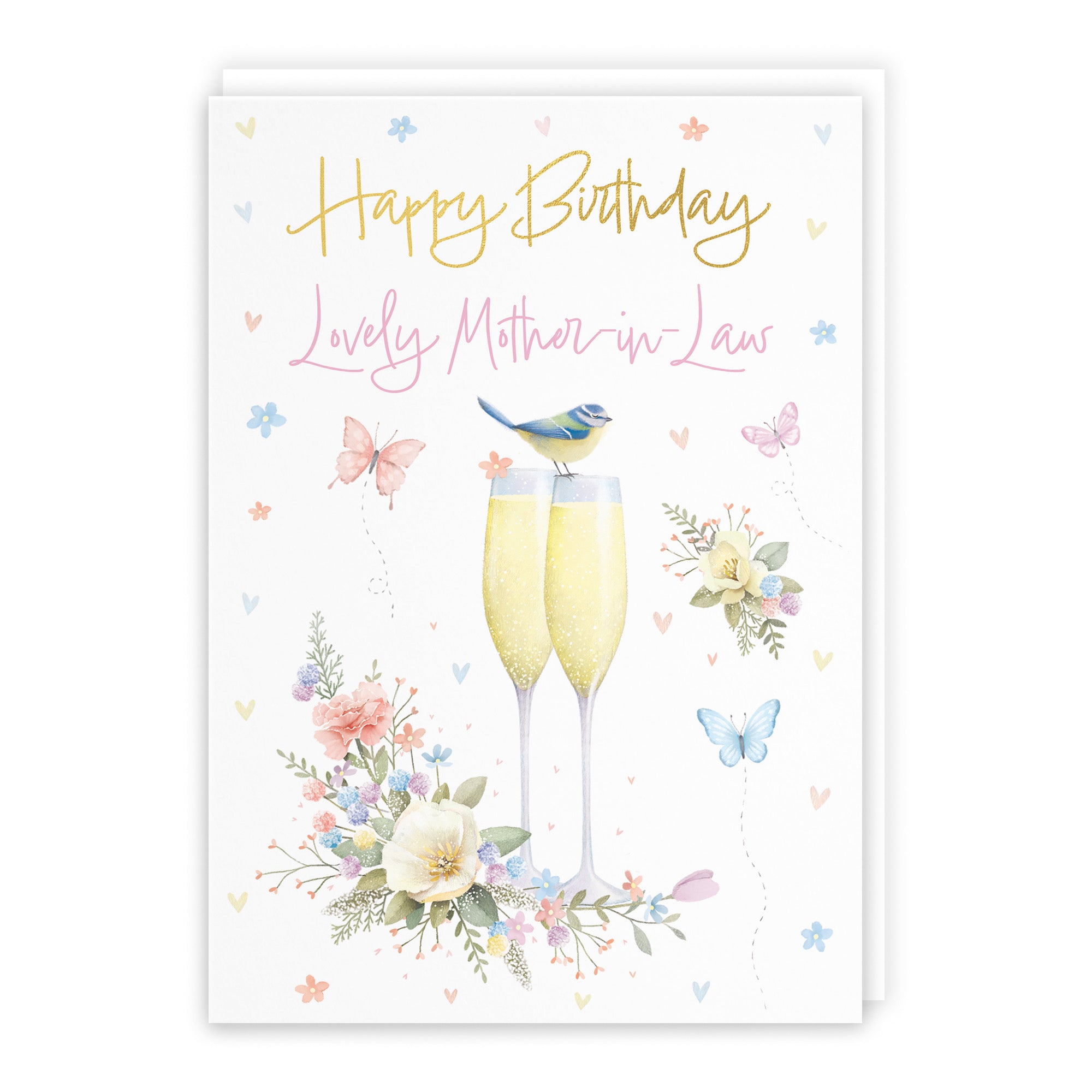 Mother In Law Champagne Flutes Gold Foil Birthday Card Milo's Gallery - Default Title (B0CZ4C9BKJ)