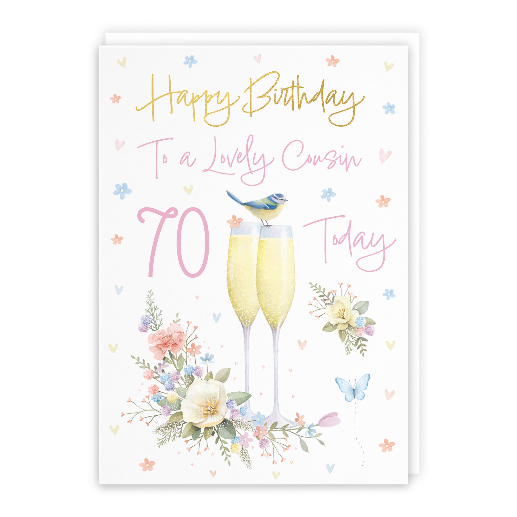 70th Female Cousin Champagne Flutes Gold Foil Birthday Card Milo's Gallery - Default Title (B0CZ4CGKXS)