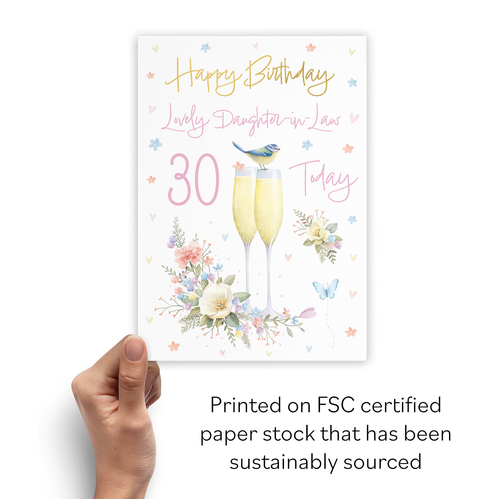 30th Daughter In Law Champagne Flutes Gold Foil Birthday Card Milo's Gallery - Default Title (B0CZ4CHNBC)