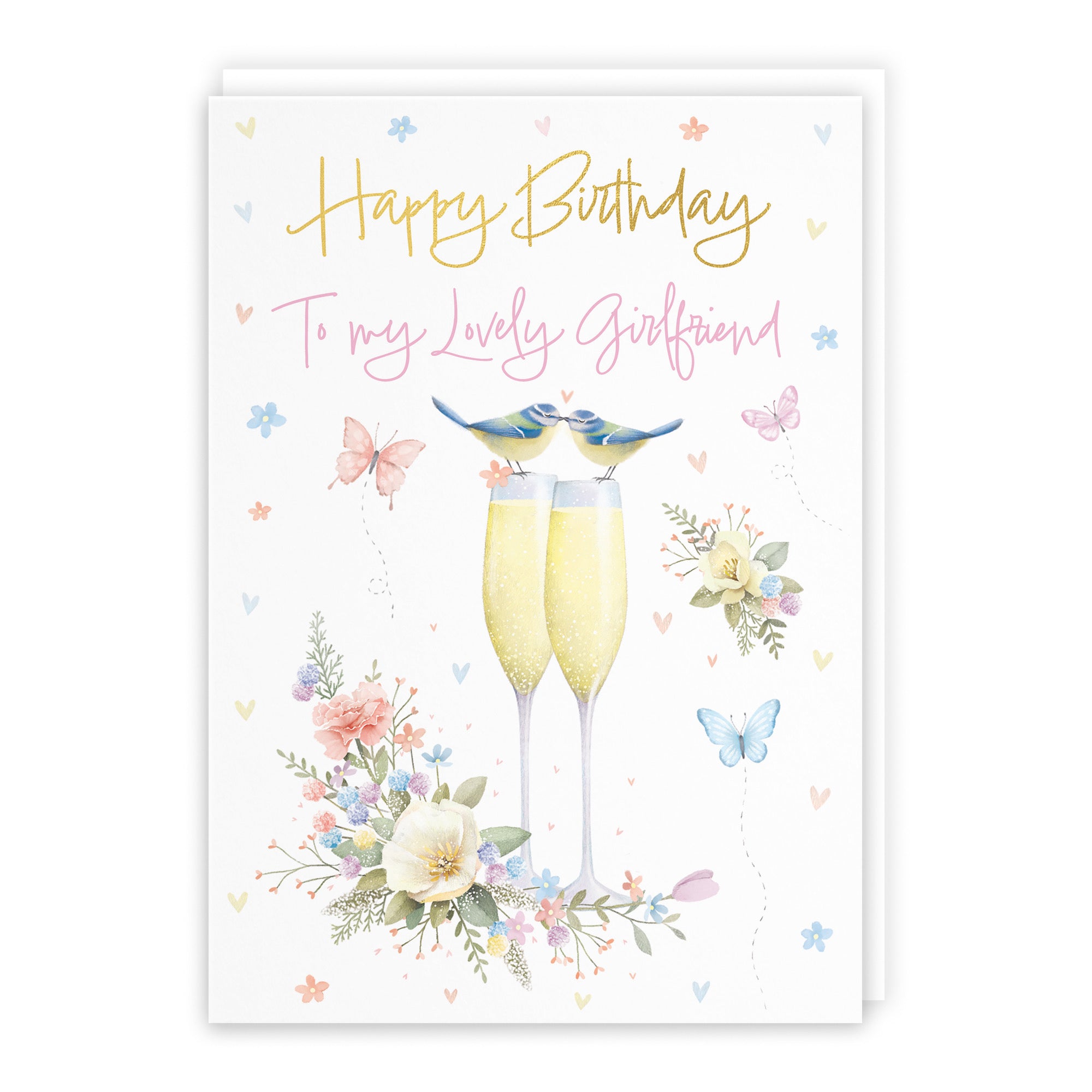 Girlfriend Champagne Flutes Gold Foil Birthday Card Milo's Gallery - Default Title (B0CZ4CK6M7)
