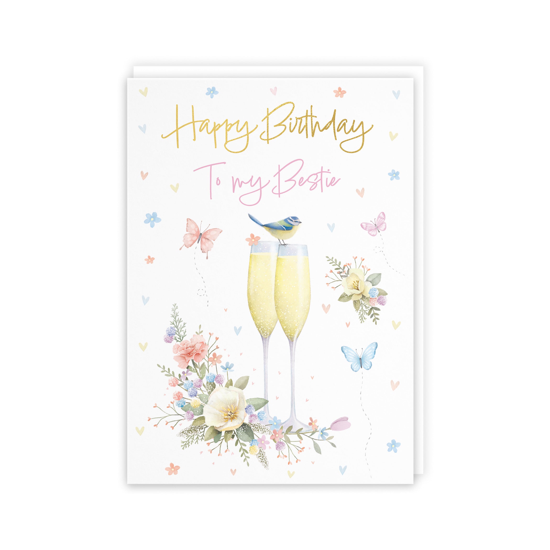 Bestie Champagne Flutes Gold Foil Birthday Card Milo's Gallery - Default Title (B0CZ4CP7SK)