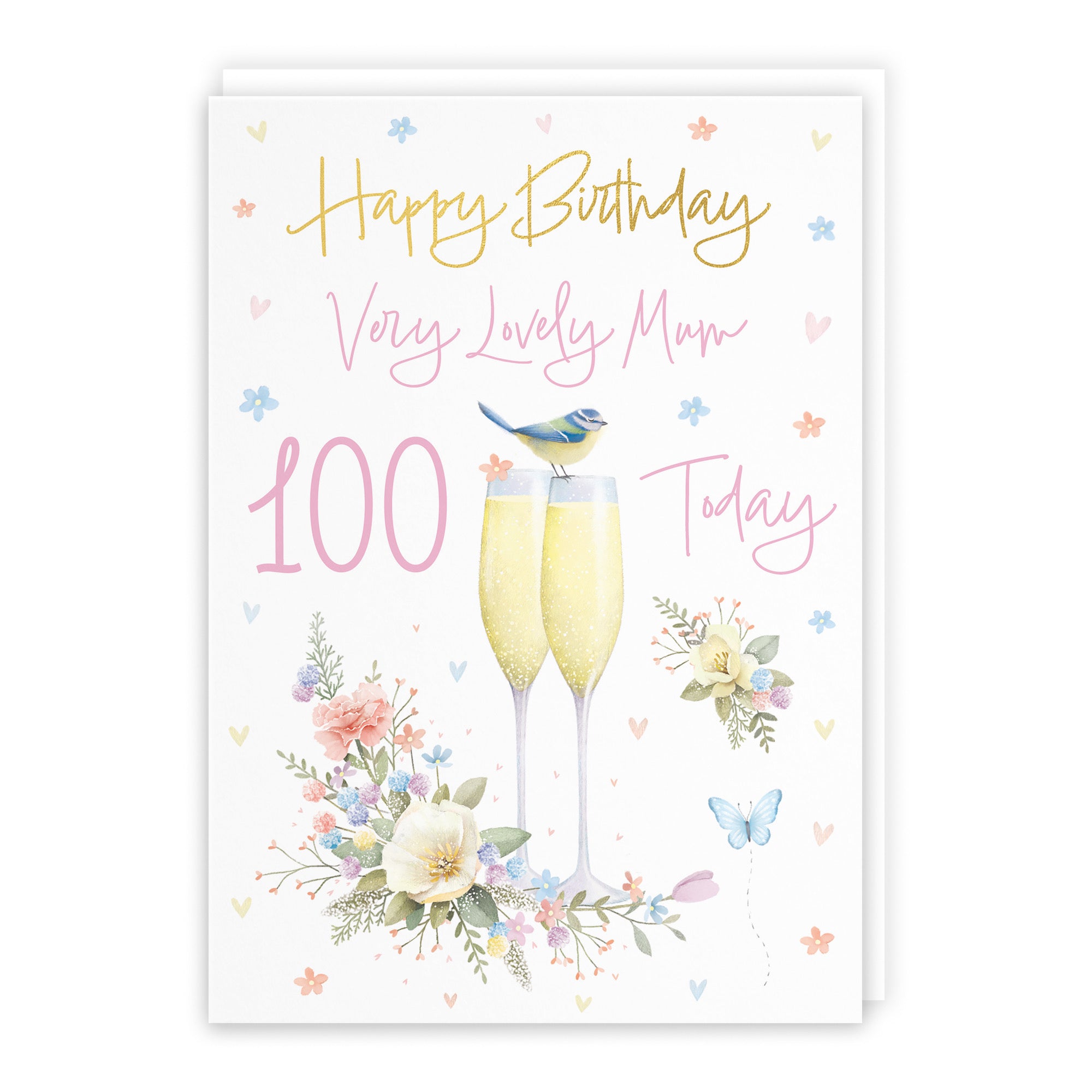 100th Mum Champagne Flutes Gold Foil Birthday Card Milo's Gallery - Default Title (B0CZ4CPNMB)