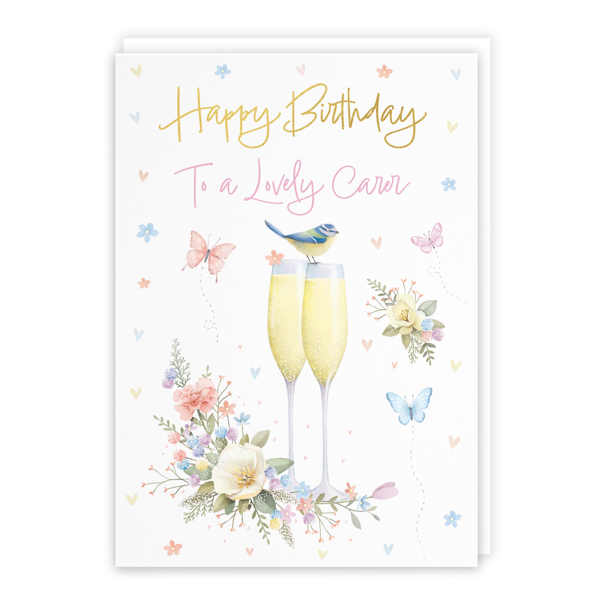 Carer Champagne Flutes Gold Foil Birthday Card Milo's Gallery - Default Title (B0CZ4CRBWX)