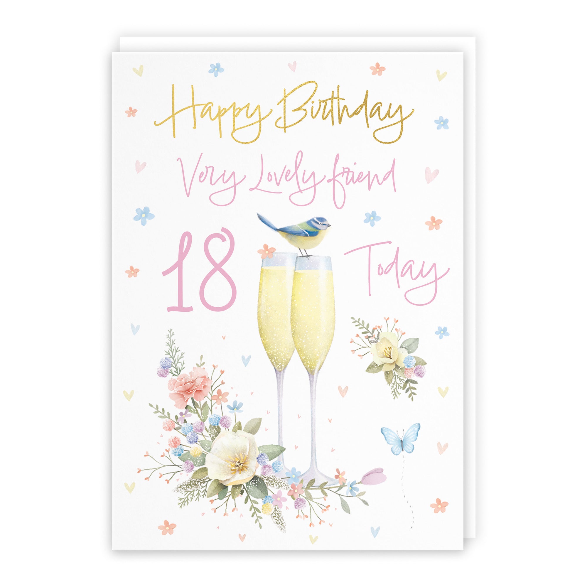 18th Friend Champagne Flutes Gold Foil Birthday Card Milo's Gallery - Default Title (B0CZ4D5PKR)