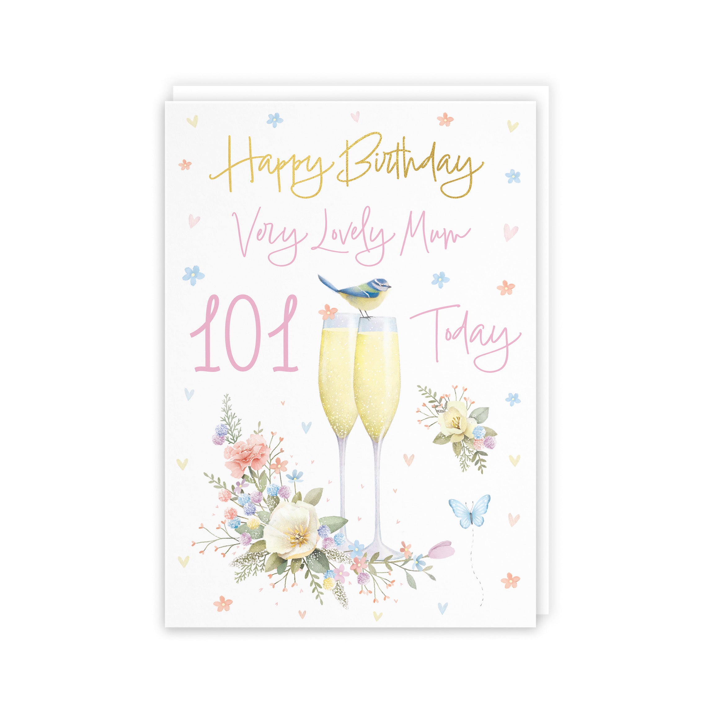 101st Mum Champagne Flutes Gold Foil Birthday Card Milo's Gallery - Default Title (B0CZ4DDX9K)