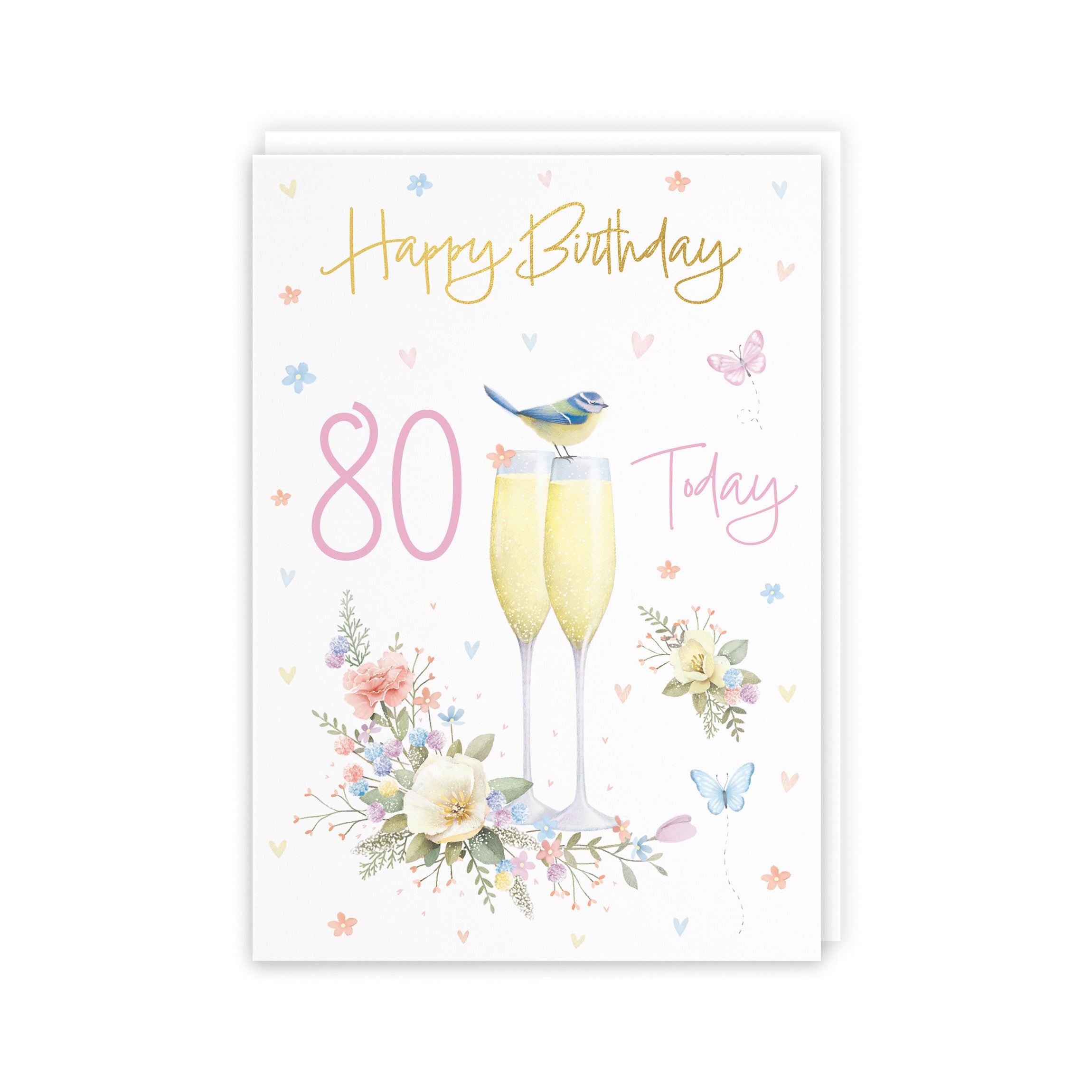 80th Champagne Flutes Gold Foil Birthday Card Milo's Gallery - Default Title (B0CZ4DGJ83)